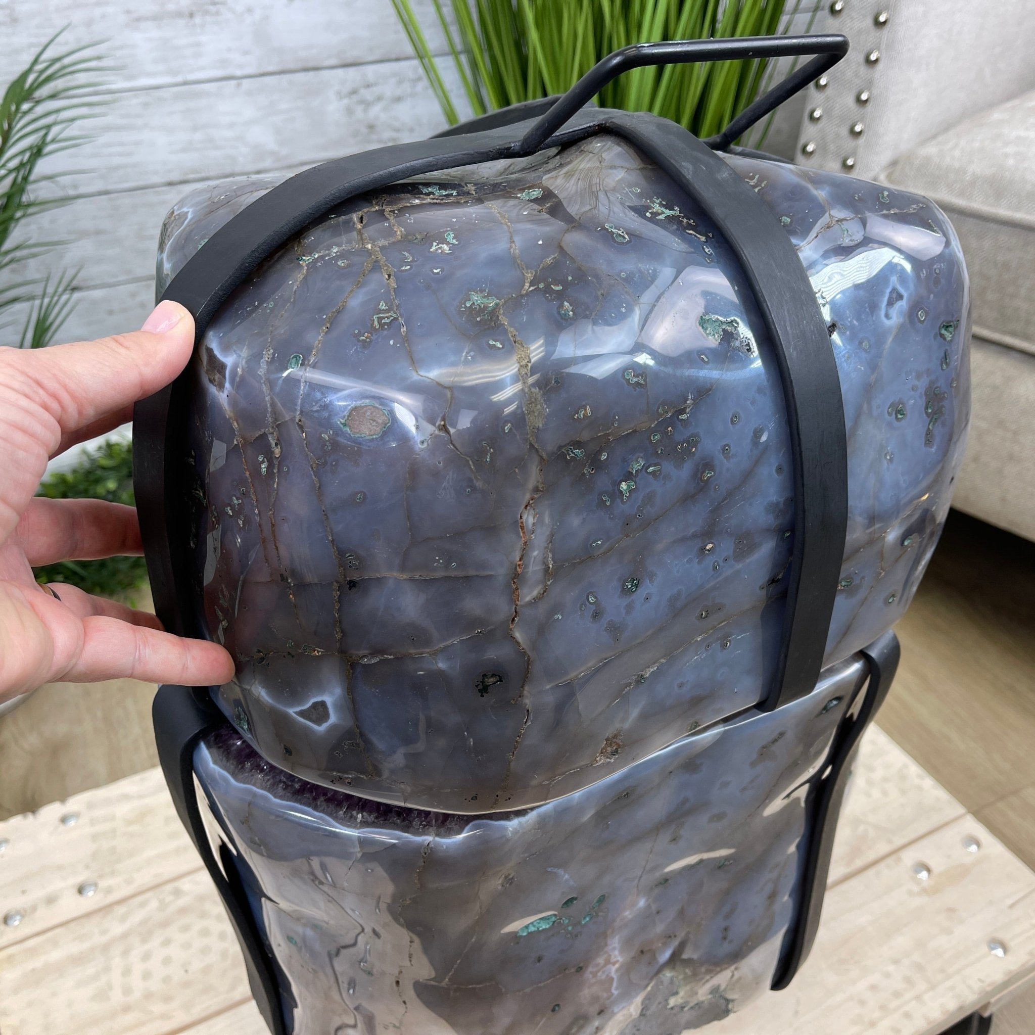 Super Quality Polished Amethyst "Jewelry Box", Clam Shell style Lid, 189.6 lbs & 25.5" tall, Model #5656-0008 by Brazil Gems - Brazil GemsBrazil GemsSuper Quality Polished Amethyst "Jewelry Box", Clam Shell style Lid, 189.6 lbs & 25.5" tall, Model #5656-0008 by Brazil GemsGeode Jewelry Boxes5656-0008