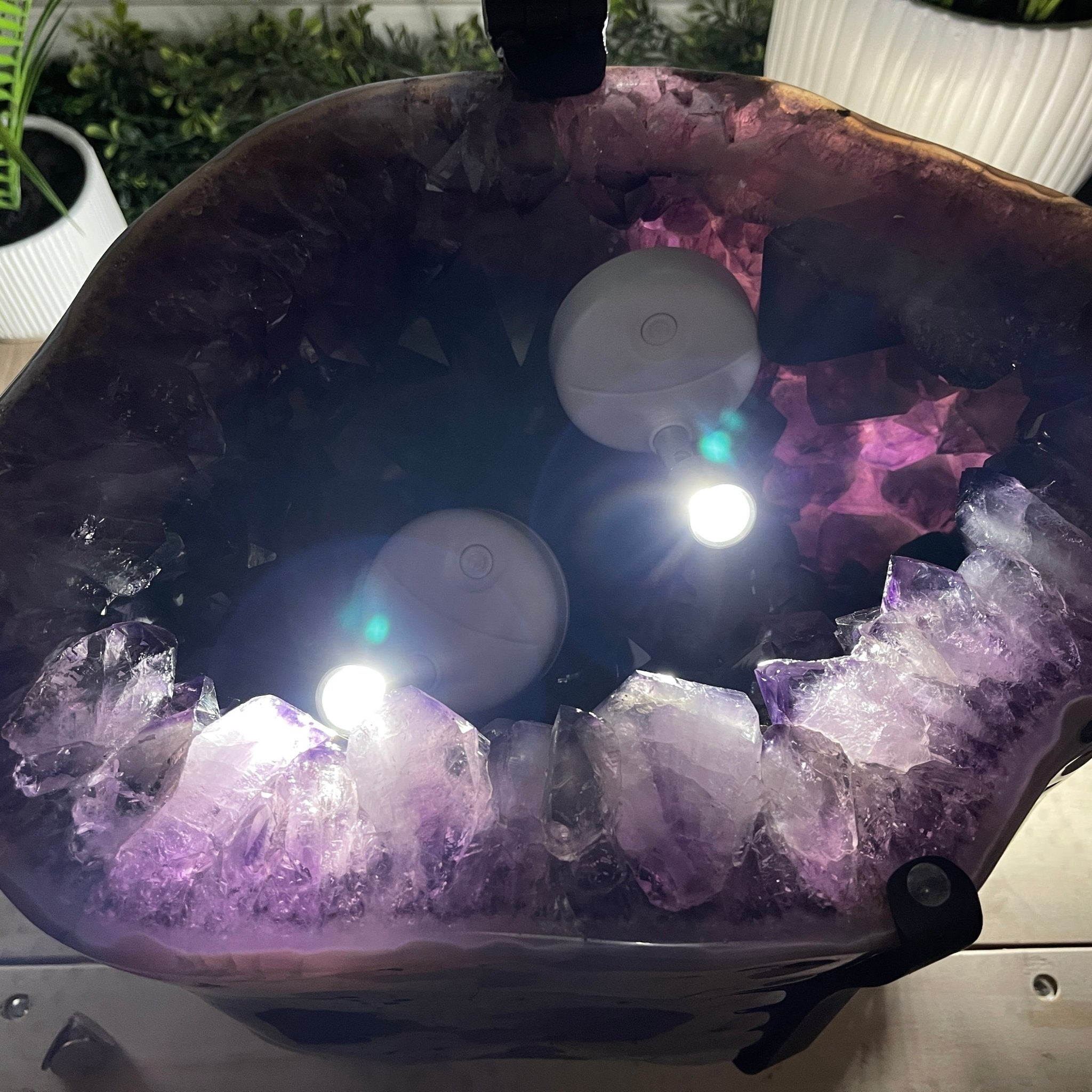 Super Quality Polished Amethyst "Jewelry Box", Clam Shell style Lid, 189.6 lbs & 25.5" tall, Model #5656-0008 by Brazil Gems - Brazil GemsBrazil GemsSuper Quality Polished Amethyst "Jewelry Box", Clam Shell style Lid, 189.6 lbs & 25.5" tall, Model #5656-0008 by Brazil GemsGeode Jewelry Boxes5656-0008