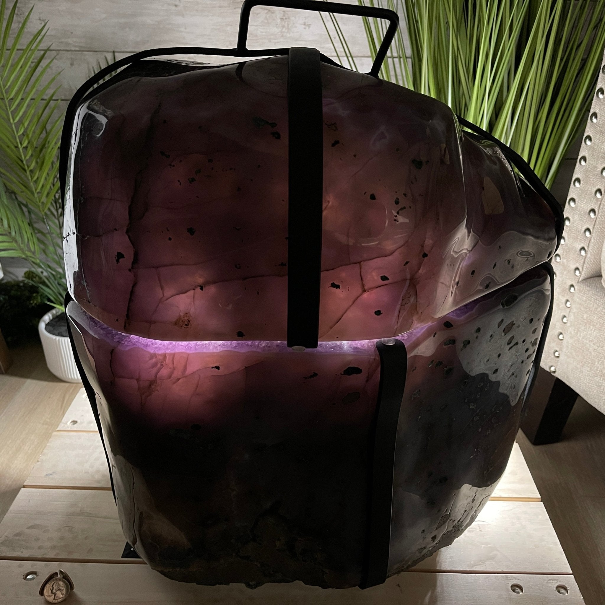 Super Quality Polished Amethyst "Jewelry Box", Clam Shell style Lid, 189.6 lbs & 25.5" tall, Model #5656-0008 by Brazil Gems - Brazil GemsBrazil GemsSuper Quality Polished Amethyst "Jewelry Box", Clam Shell style Lid, 189.6 lbs & 25.5" tall, Model #5656-0008 by Brazil GemsGeode Jewelry Boxes5656-0008