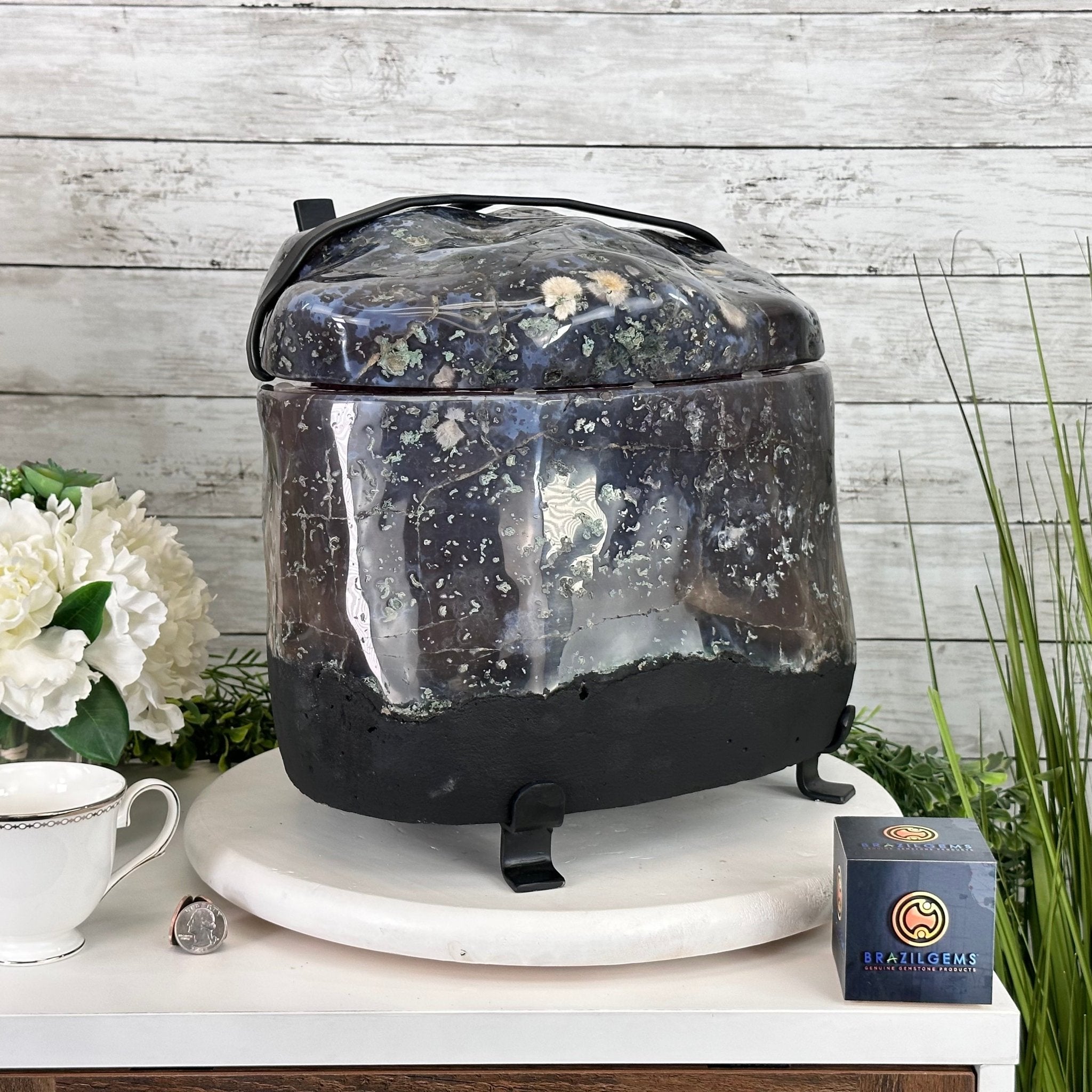 Super Quality Polished Amethyst "Jewelry Box", Clam Shell style Lid, 63 lbs & 20" tall, Model #5656-0014 by Brazil Gems - Brazil GemsBrazil GemsSuper Quality Polished Amethyst "Jewelry Box", Clam Shell style Lid, 63 lbs & 20" tall, Model #5656-0014 by Brazil GemsGeode Jewelry Boxes5656-0014