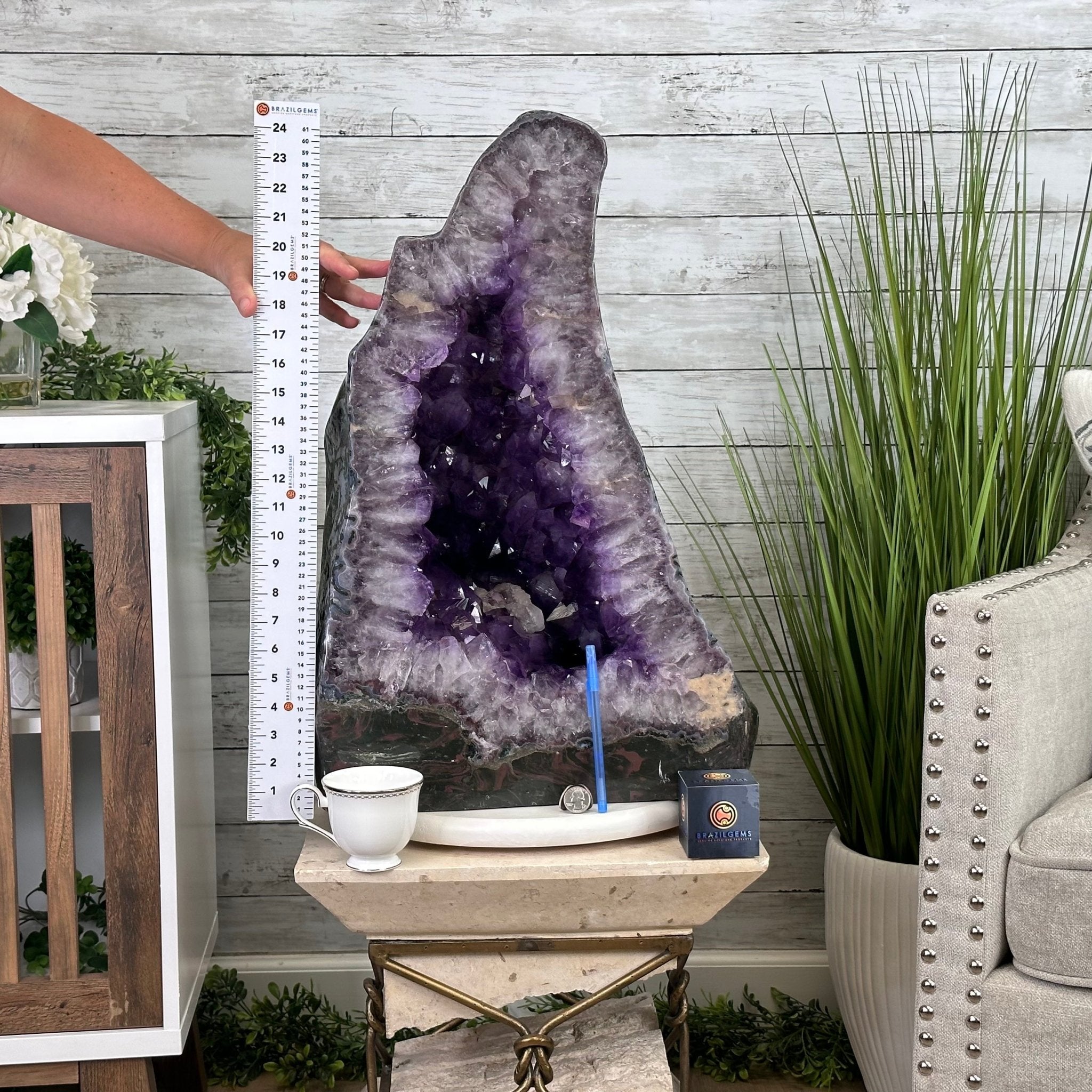 Super Quality Polished Brazilian Amethyst Cathedral, 140.1 lbs & 24.6" tall Model #5602-0201 by Brazil Gems - Brazil GemsBrazil GemsSuper Quality Polished Brazilian Amethyst Cathedral, 140.1 lbs & 24.6" tall Model #5602-0201 by Brazil GemsPolished Cathedrals5602-0201