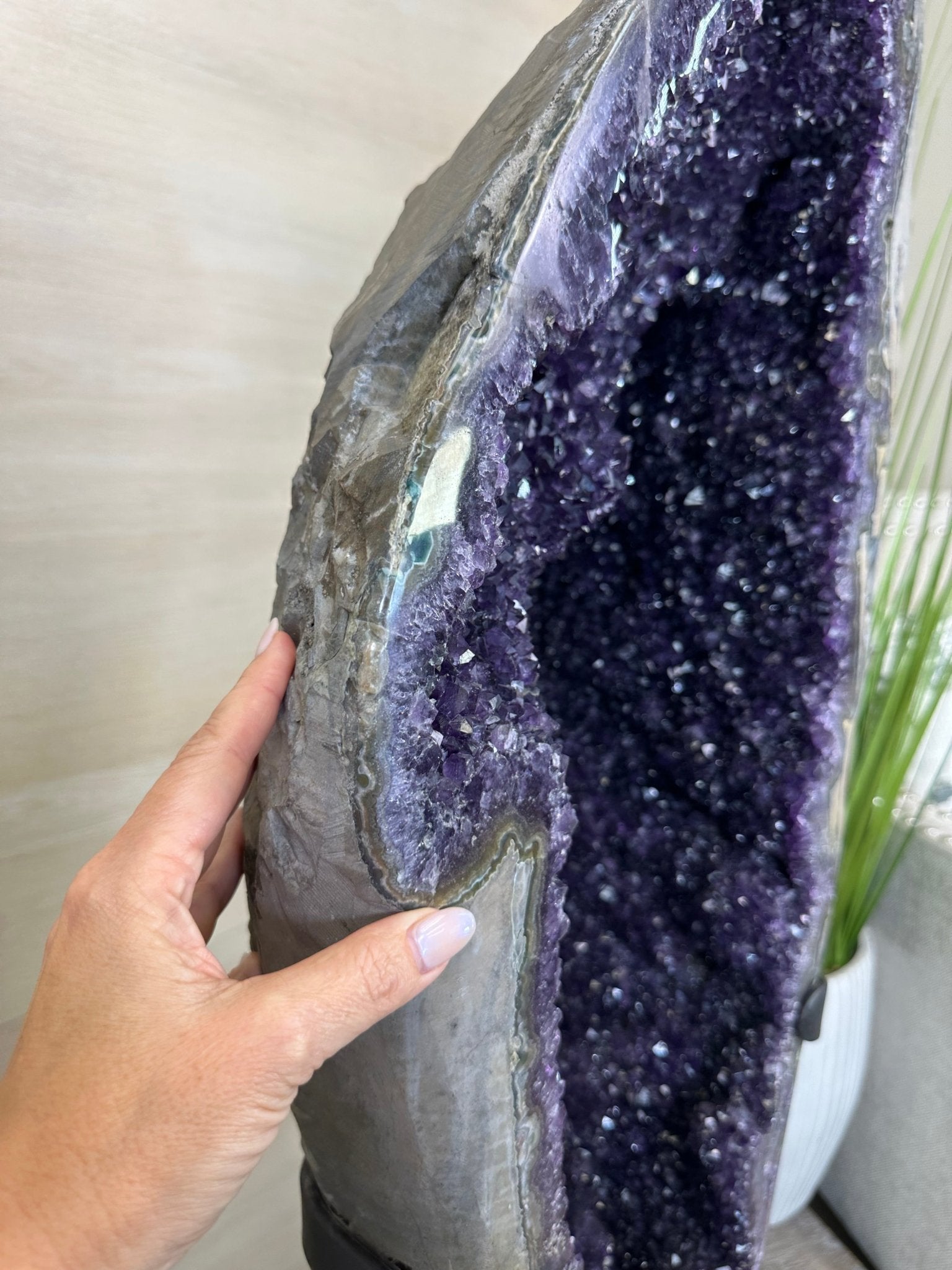 Super Quality Uruguayan Amethyst Cluster on a Metal Base, 169.8 lbs & 48.9" Tall, #5491 - 0250 - Brazil GemsBrazil GemsSuper Quality Uruguayan Amethyst Cluster on a Metal Base, 169.8 lbs & 48.9" Tall, #5491 - 0250Clusters on Fixed Bases5491 - 0250