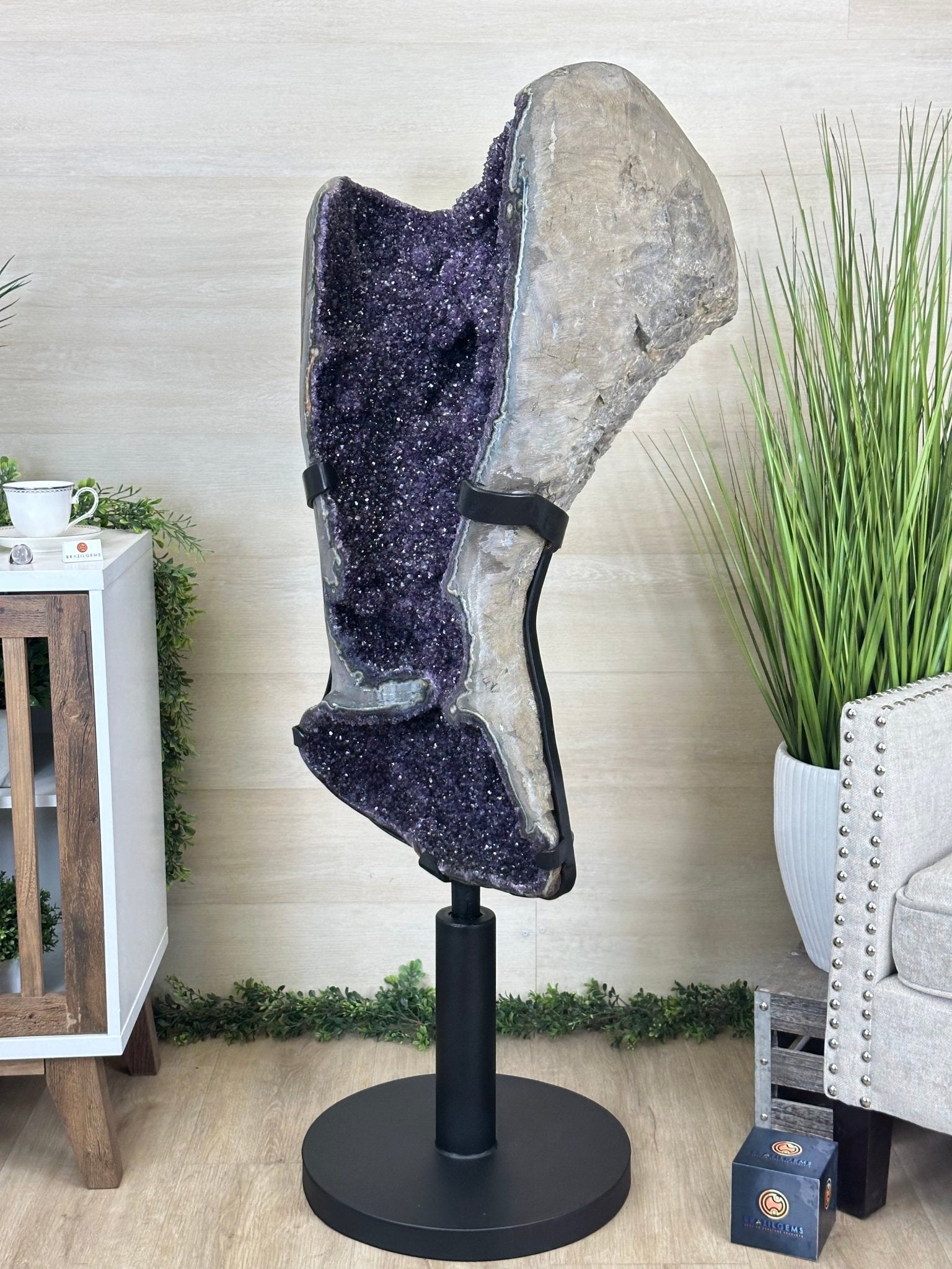 Super Quality Uruguayan Amethyst Cluster on Rotating Stand, 227.1 lbs & 53.1" Tall #5492 - 0035 - Brazil GemsBrazil GemsSuper Quality Uruguayan Amethyst Cluster on Rotating Stand, 227.1 lbs & 53.1" Tall #5492 - 0035Clusters on Rotating Bases5492 - 0035