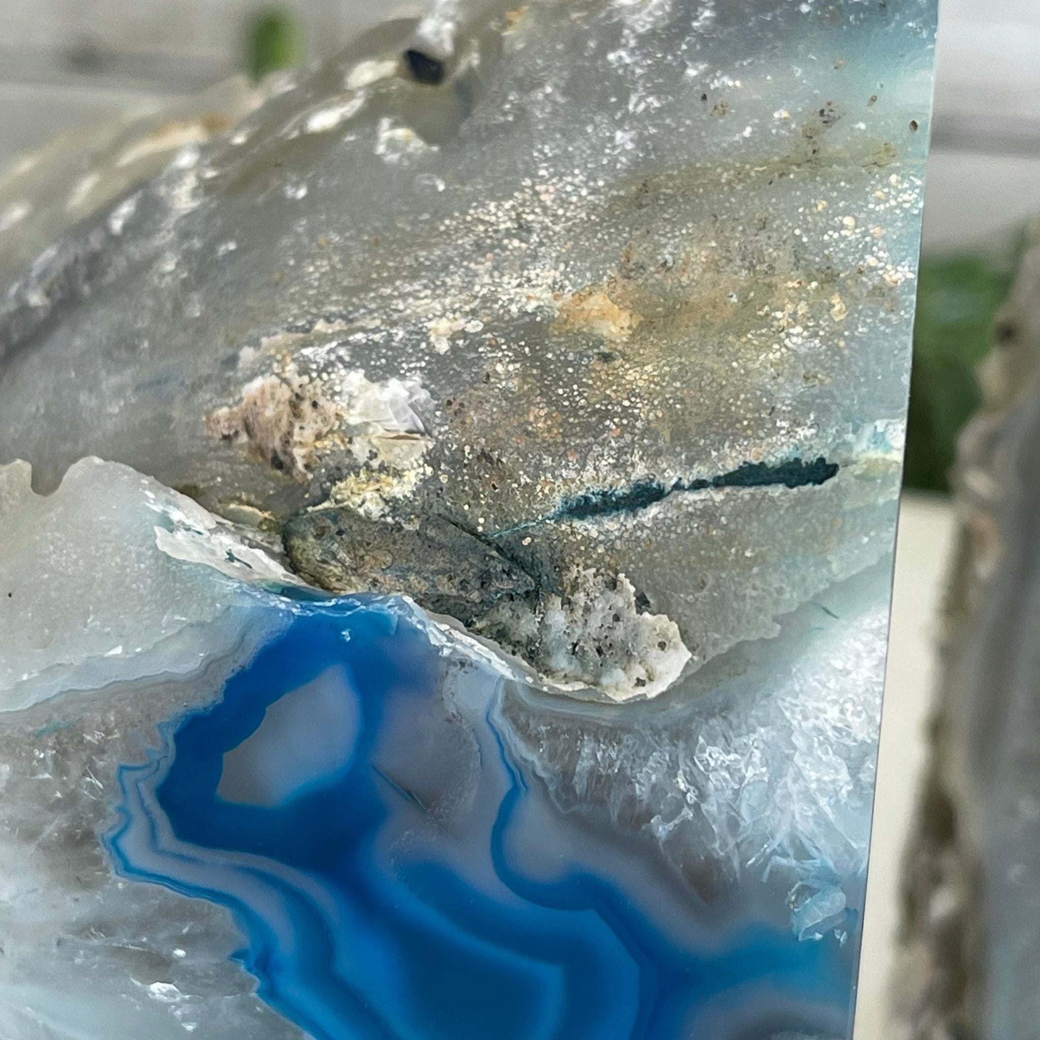 Teal Dyed Brazilian Agate Stone Bookends, 11.5 lbs & 5.8" tall Model #5151TL-022 by Brazil Gems - Brazil GemsBrazil GemsTeal Dyed Brazilian Agate Stone Bookends, 11.5 lbs & 5.8" tall Model #5151TL-022 by Brazil GemsBookends5151TL-022