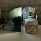 Teal Dyed Brazilian Agate Stone Bookends, 12.3 lbs & 5.6" tall Model #5151TL-023 by Brazil Gems - Brazil GemsBrazil GemsTeal Dyed Brazilian Agate Stone Bookends, 12.3 lbs & 5.6" tall Model #5151TL-023 by Brazil GemsBookends5151TL-023