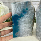 Teal Dyed Brazilian Agate Stone Bookends, 12.3 lbs & 5.6" tall Model #5151TL-023 by Brazil Gems - Brazil GemsBrazil GemsTeal Dyed Brazilian Agate Stone Bookends, 12.3 lbs & 5.6" tall Model #5151TL-023 by Brazil GemsBookends5151TL-023