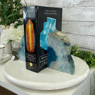 Teal Dyed Brazilian Agate Stone Bookends, 12.3 lbs & 5.6" tall Model #5151TL-023 by Brazil Gems - Brazil GemsBrazil GemsTeal Dyed Brazilian Agate Stone Bookends, 12.3 lbs & 5.6" tall Model #5151TL-023 by Brazil GemsBookends5151TL-023