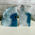 Teal Dyed Brazilian Agate Stone Bookends, 12.3 lbs & 5.6" tall Model #5151TL-023 by Brazil Gems - Brazil GemsBrazil GemsTeal Dyed Brazilian Agate Stone Bookends, 12.3 lbs & 5.6" tall Model #5151TL-023 by Brazil GemsBookends5151TL-023