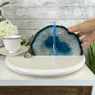 Teal Dyed Brazilian Agate Stone Bookends, 9.4 lbs & 5.3" tall Model #5151TL-021 by Brazil Gems - Brazil GemsBrazil GemsTeal Dyed Brazilian Agate Stone Bookends, 9.4 lbs & 5.3" tall Model #5151TL-021 by Brazil GemsBookends5151TL-021