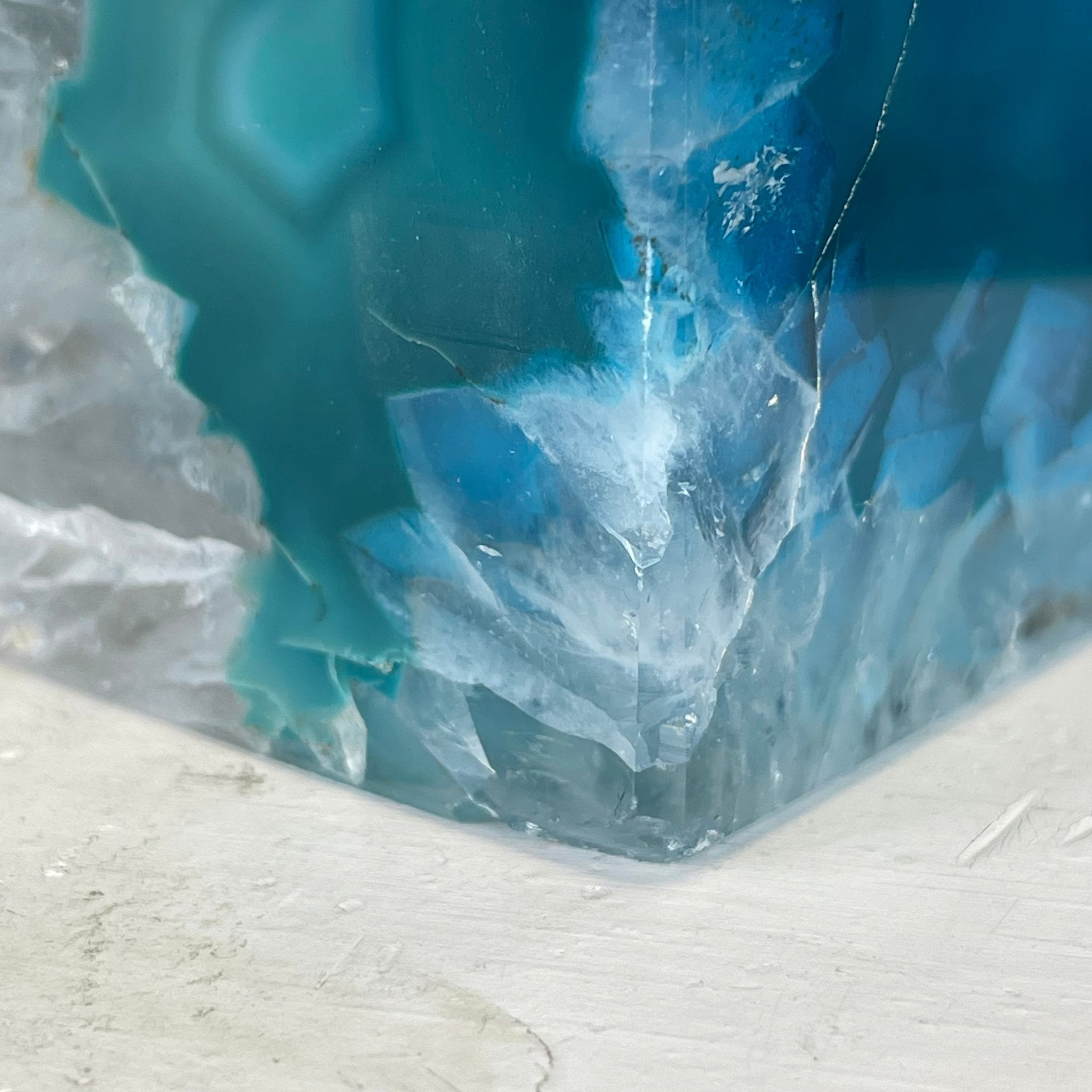 Teal Dyed Brazilian Agate Stone Bookends, 9.4 lbs & 5.3" tall Model #5151TL-021 by Brazil Gems - Brazil GemsBrazil GemsTeal Dyed Brazilian Agate Stone Bookends, 9.4 lbs & 5.3" tall Model #5151TL-021 by Brazil GemsBookends5151TL-021