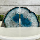 Teal Dyed Brazilian Agate Stone Bookends, 9.4 lbs & 5.3" tall Model #5151TL-021 by Brazil Gems - Brazil GemsBrazil GemsTeal Dyed Brazilian Agate Stone Bookends, 9.4 lbs & 5.3" tall Model #5151TL-021 by Brazil GemsBookends5151TL-021