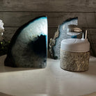 Teal Dyed Brazilian Agate Stone Bookends, 9.4 lbs & 5.3" tall Model #5151TL-021 by Brazil Gems - Brazil GemsBrazil GemsTeal Dyed Brazilian Agate Stone Bookends, 9.4 lbs & 5.3" tall Model #5151TL-021 by Brazil GemsBookends5151TL-021