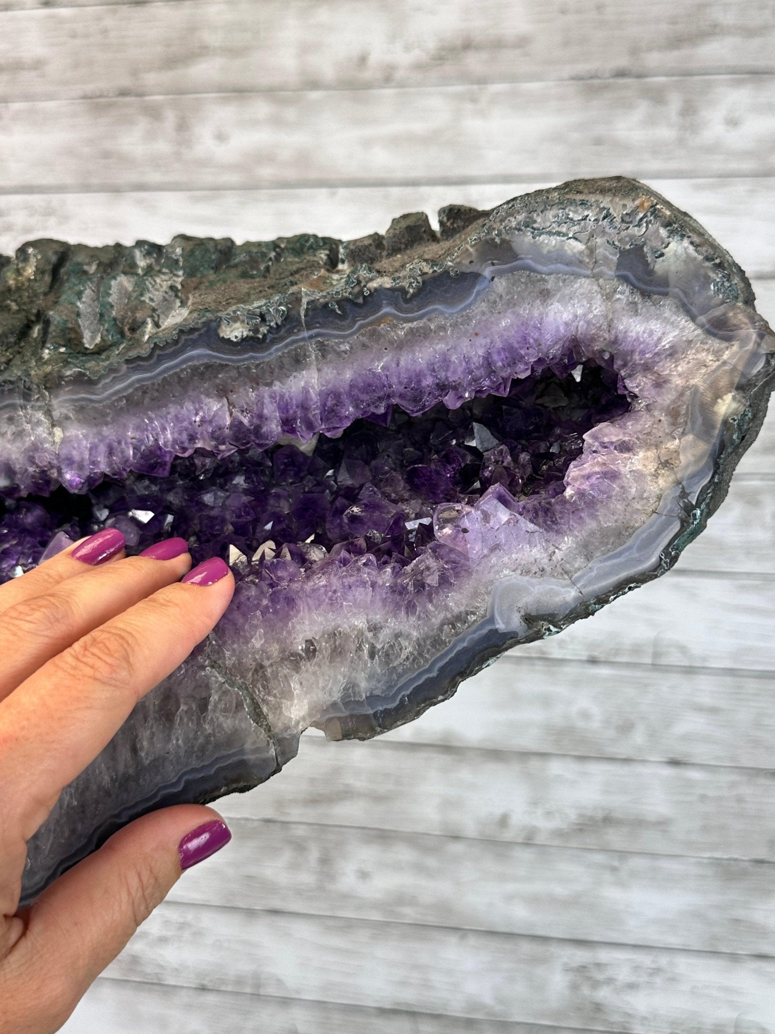 "The Bat" Amethyst Cluster, Metal Base, 163 lbs & 69" Tall #5491-0145 - Brazil GemsBrazil Gems"The Bat" Amethyst Cluster, Metal Base, 163 lbs & 69" Tall #5491-0145Clusters on Fixed Bases5491-0145