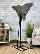 "The Bat" Amethyst Cluster, Metal Base, 163 lbs & 69" Tall #5491-0145 - Brazil GemsBrazil Gems"The Bat" Amethyst Cluster, Metal Base, 163 lbs & 69" Tall #5491-0145Clusters on Fixed Bases5491-0145