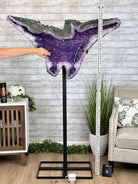 "The Bat" Amethyst Cluster, Metal Base, 163 lbs & 69" Tall #5491-0145 - Brazil GemsBrazil Gems"The Bat" Amethyst Cluster, Metal Base, 163 lbs & 69" Tall #5491-0145Clusters on Fixed Bases5491-0145