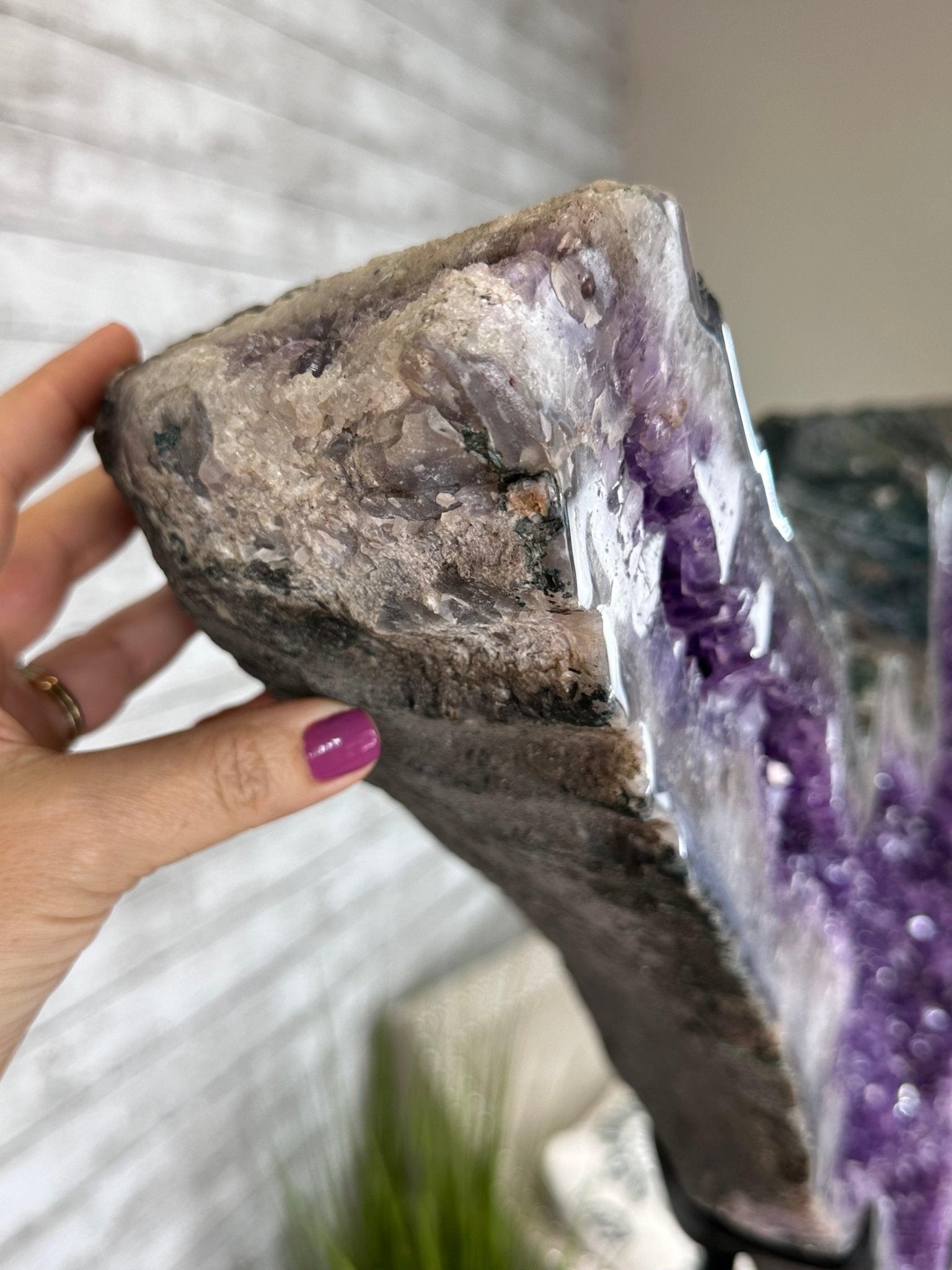 "The Bat" Amethyst Cluster, Metal Base, 163 lbs & 69" Tall #5491-0145 - Brazil GemsBrazil Gems"The Bat" Amethyst Cluster, Metal Base, 163 lbs & 69" Tall #5491-0145Clusters on Fixed Bases5491-0145