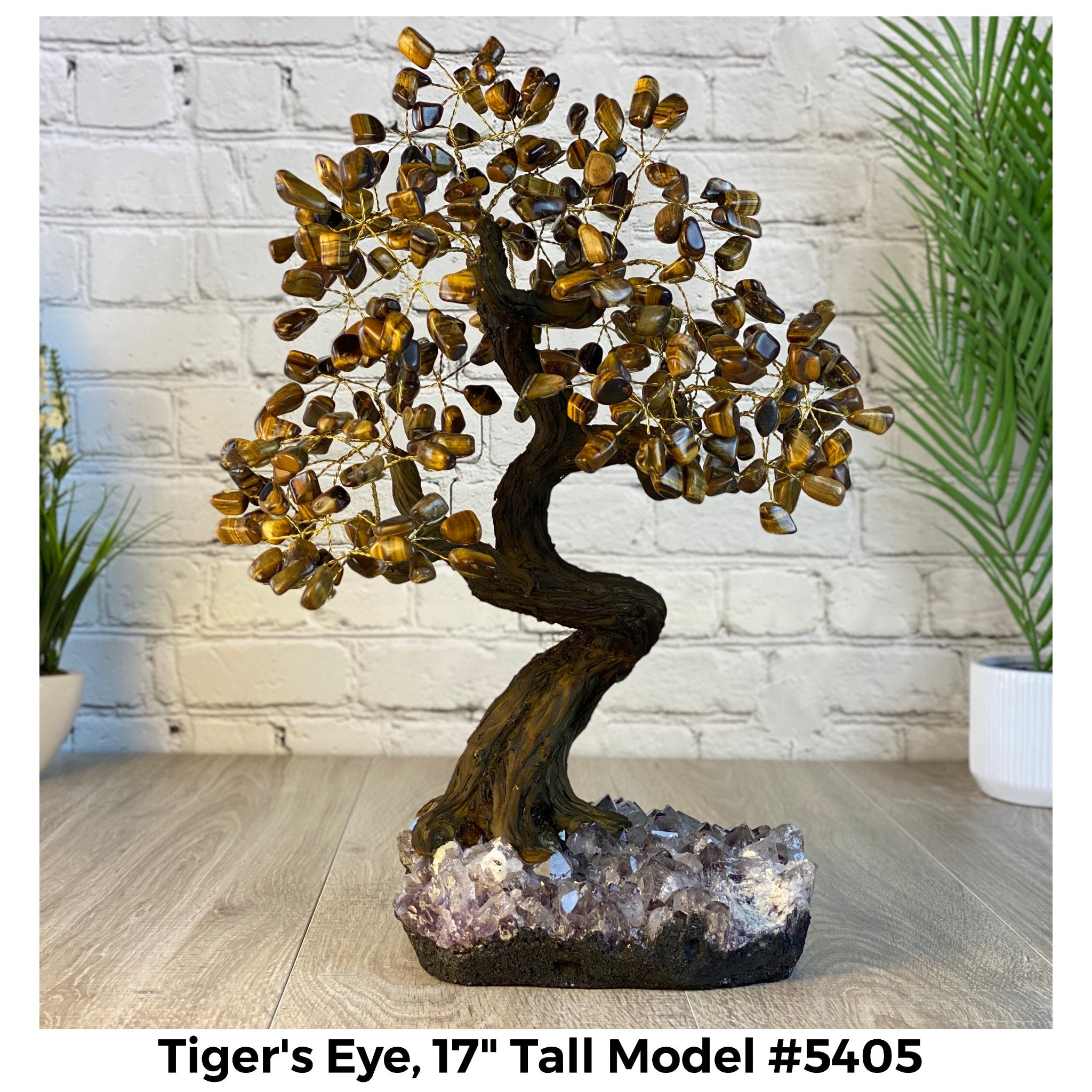 Tiger's Eye 17" Tall Handmade Gemstone Tree on a Crystal base, 240 Gems #5405TIGE - Brazil GemsBrazil GemsTiger's Eye 17" Tall Handmade Gemstone Tree on a Crystal base, 240 Gems #5405TIGEGemstone Trees5405TIGE