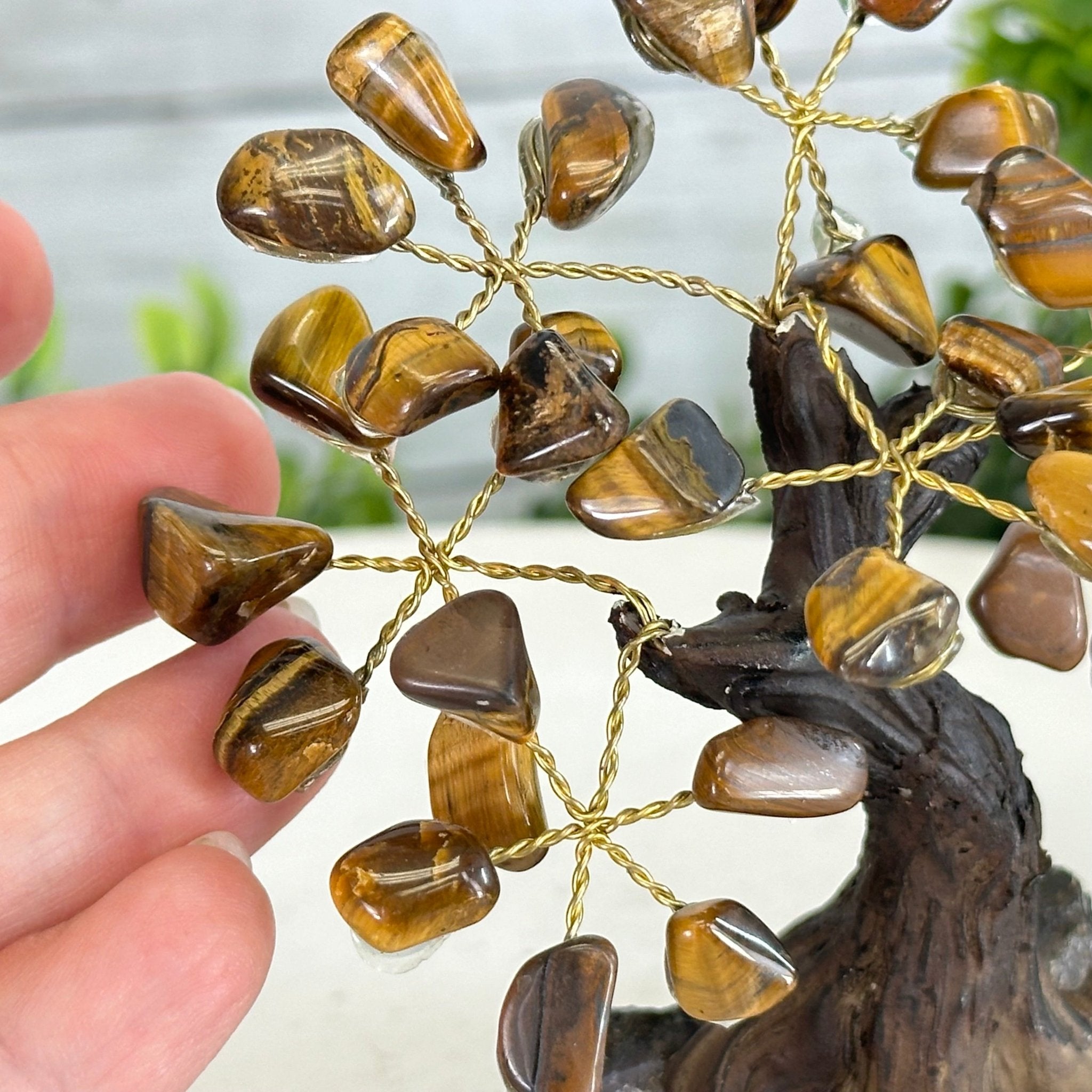 Tiger's Eye 5" Tall Handmade Gemstone Tree on a Crystal base, 35 Gems #5401TIGE - Brazil GemsBrazil GemsTiger's Eye 5" Tall Handmade Gemstone Tree on a Crystal base, 35 Gems #5401TIGEGemstone Trees5401TIGE