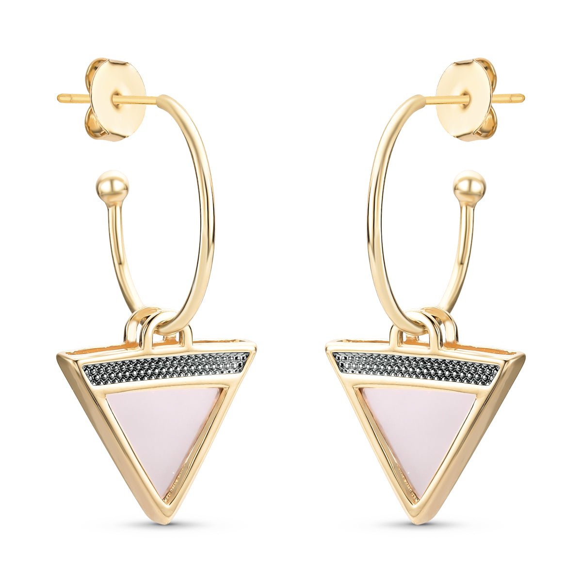 Triangles 18K Gold Plated & Black Rhodium Earrings w/ 4 Interchangeable Gemstone Pairs - Brazil GemsBrazil GemsTriangles 18K Gold Plated & Black Rhodium Earrings w/ 4 Interchangeable Gemstone PairsEarrings11GP9050 - 499