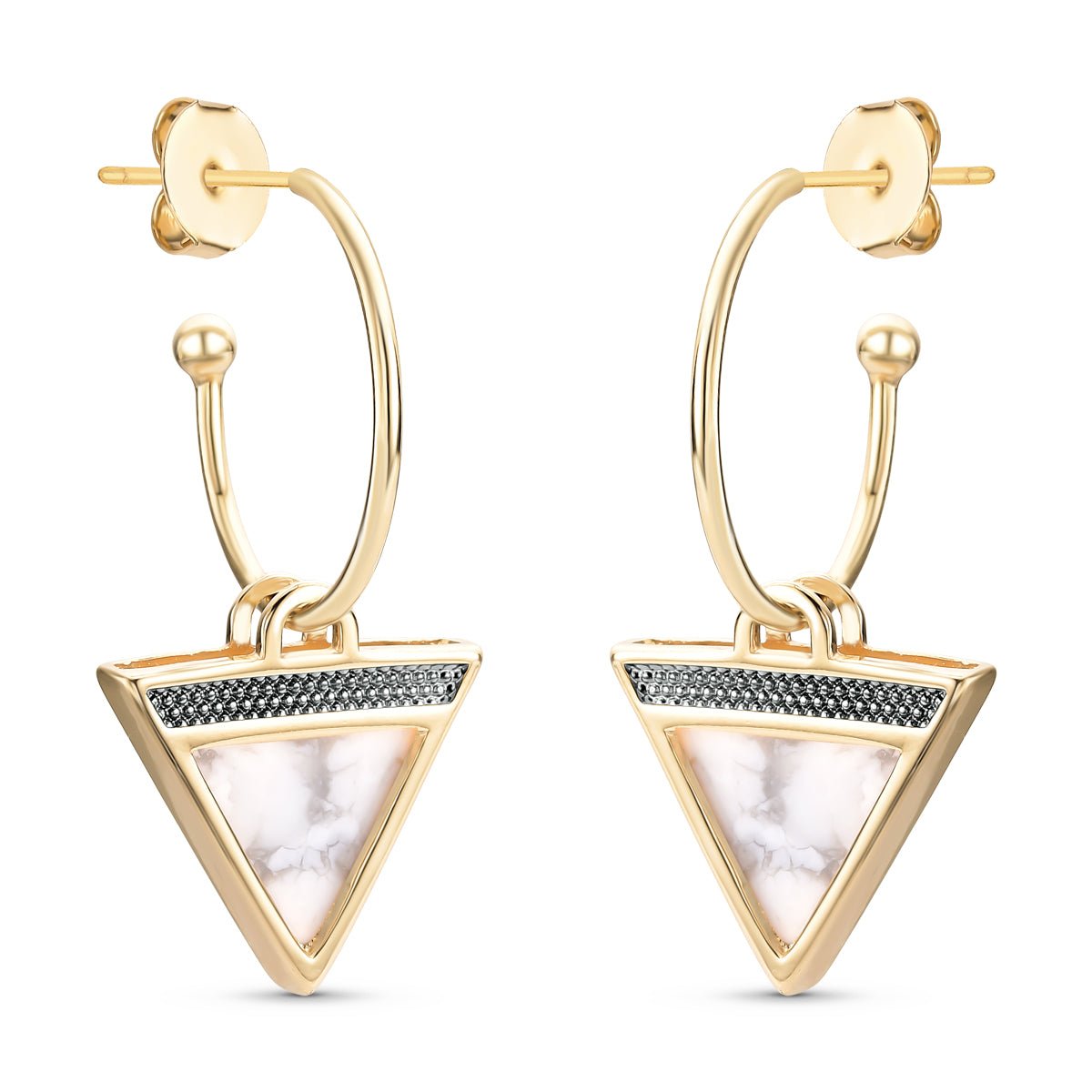 Triangles 18K Gold Plated & Black Rhodium Earrings w/ 4 Interchangeable Gemstone Pairs - Brazil GemsBrazil GemsTriangles 18K Gold Plated & Black Rhodium Earrings w/ 4 Interchangeable Gemstone PairsEarrings11GP9050 - 499