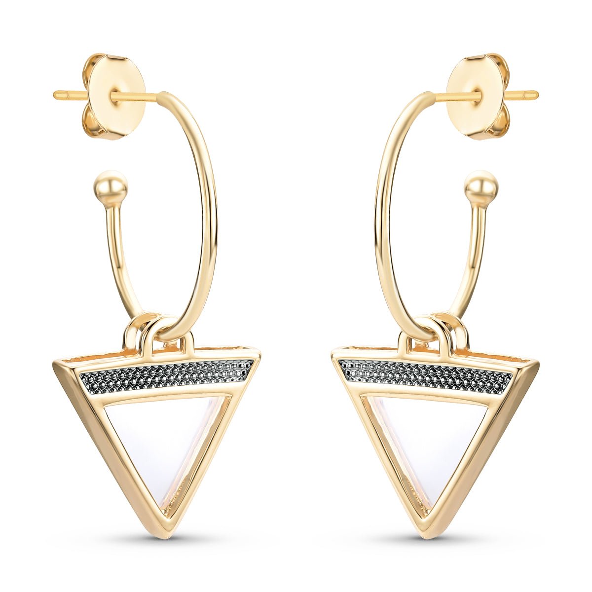 Triangles 18K Gold Plated & Black Rhodium Earrings w/ 4 Interchangeable Gemstone Pairs - Brazil GemsBrazil GemsTriangles 18K Gold Plated & Black Rhodium Earrings w/ 4 Interchangeable Gemstone PairsEarrings11GP9050 - 499