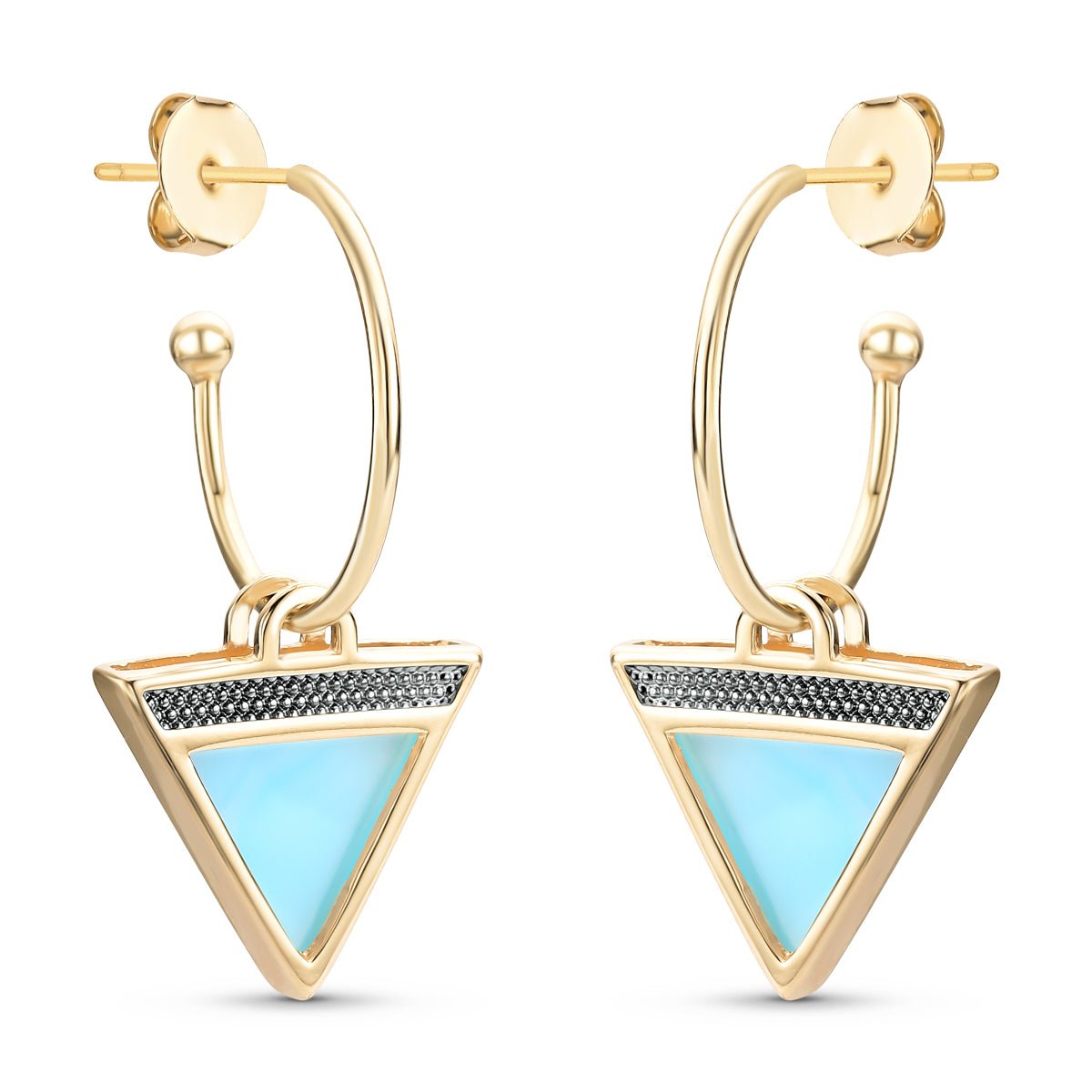 Triangles 18K Gold Plated & Black Rhodium Earrings w/ 4 Interchangeable Gemstone Pairs - Brazil GemsBrazil GemsTriangles 18K Gold Plated & Black Rhodium Earrings w/ 4 Interchangeable Gemstone PairsEarrings11GP9050 - 499