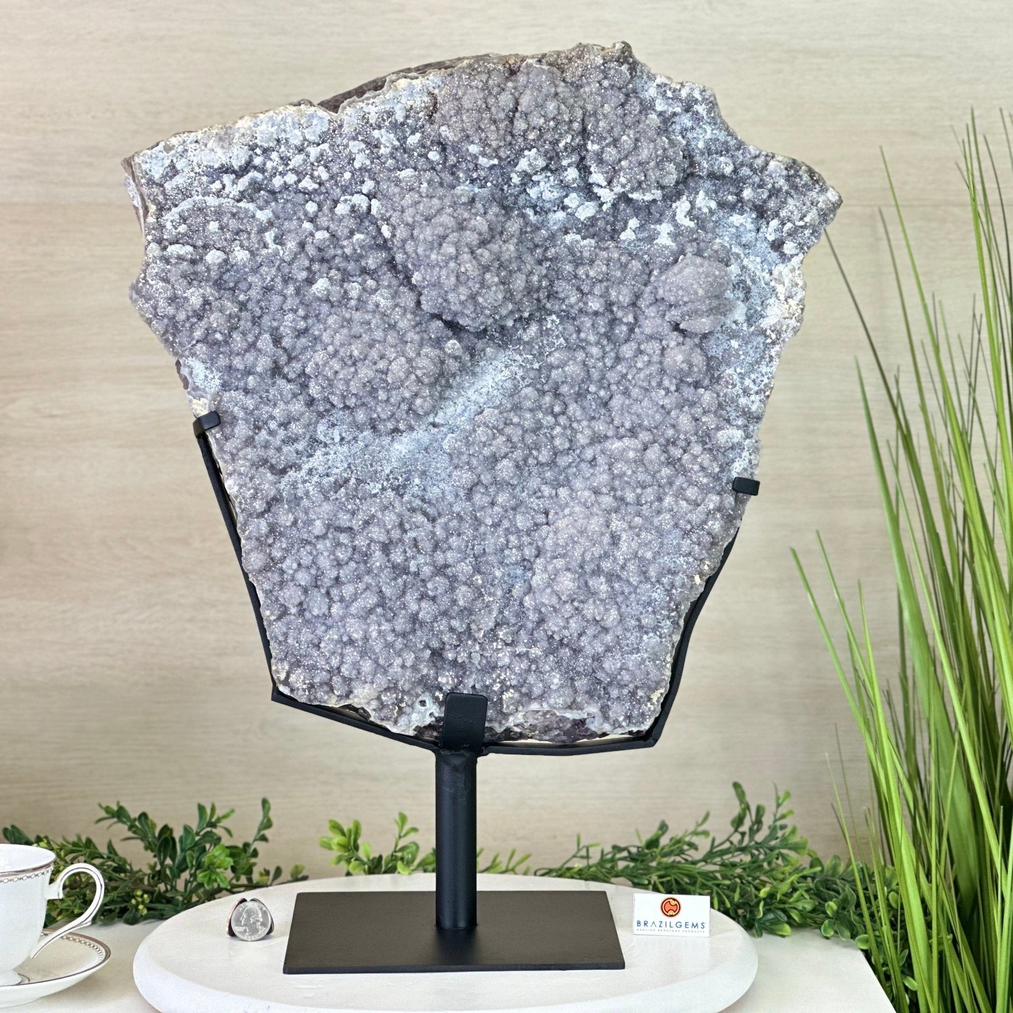 White Amethyst Cluster on a Metal Base, 45.3 lbs & 21.5" Tall, #5491 - 0246 - Brazil GemsBrazil GemsWhite Amethyst Cluster on a Metal Base, 45.3 lbs & 21.5" Tall, #5491 - 0246Clusters on Fixed Bases5491 - 0246