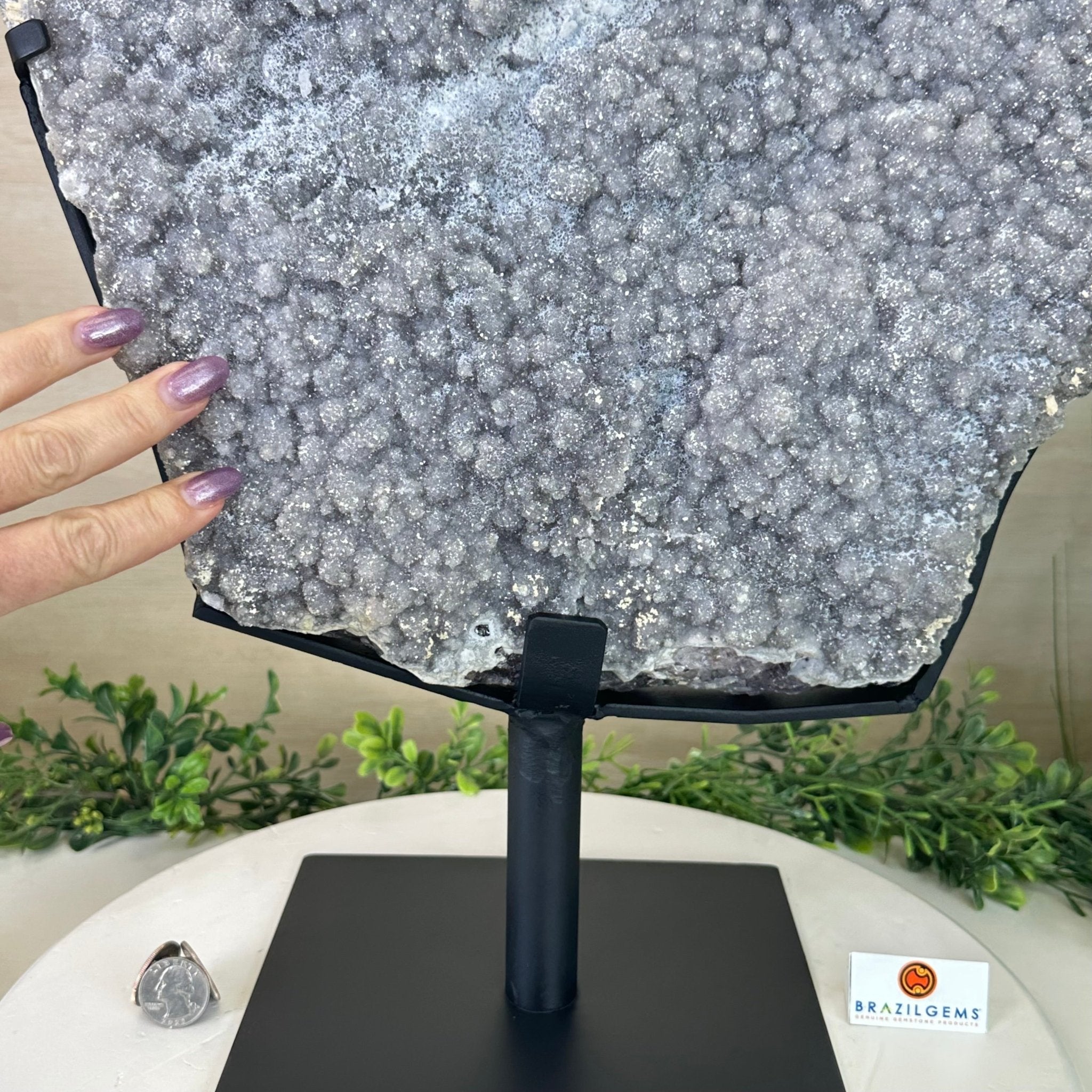 White Amethyst Cluster on a Metal Base, 45.3 lbs & 21.5" Tall, #5491 - 0246 - Brazil GemsBrazil GemsWhite Amethyst Cluster on a Metal Base, 45.3 lbs & 21.5" Tall, #5491 - 0246Clusters on Fixed Bases5491 - 0246