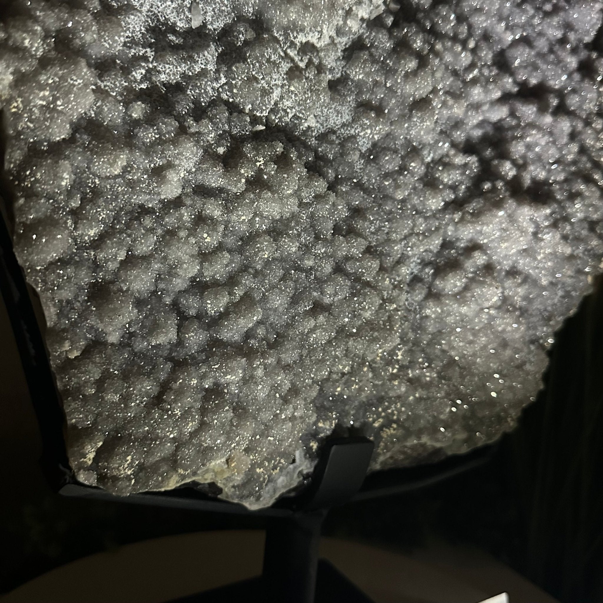 White Amethyst Cluster on a Metal Base, 45.3 lbs & 21.5" Tall, #5491 - 0246 - Brazil GemsBrazil GemsWhite Amethyst Cluster on a Metal Base, 45.3 lbs & 21.5" Tall, #5491 - 0246Clusters on Fixed Bases5491 - 0246