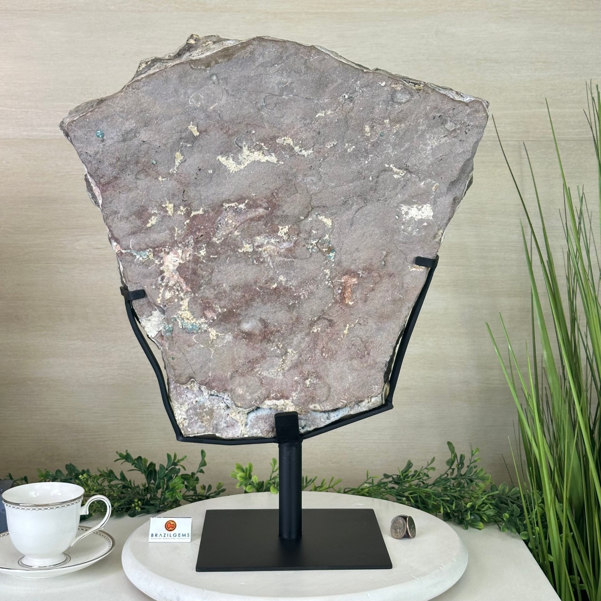 White Amethyst Cluster on a Metal Base, 45.3 lbs & 21.5" Tall, #5491 - 0246 - Brazil GemsBrazil GemsWhite Amethyst Cluster on a Metal Base, 45.3 lbs & 21.5" Tall, #5491 - 0246Clusters on Fixed Bases5491 - 0246