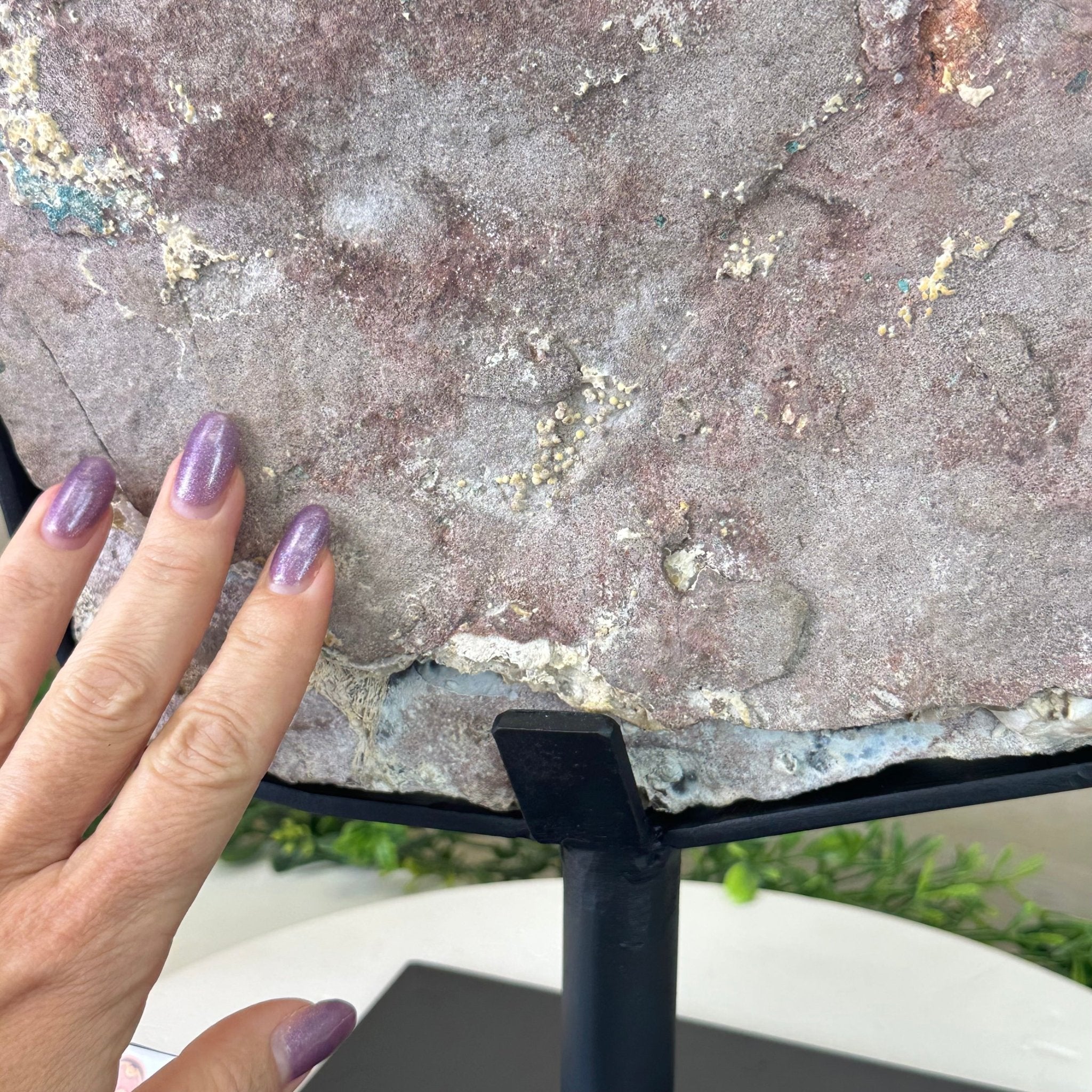 White Amethyst Cluster on a Metal Base, 45.3 lbs & 21.5" Tall, #5491 - 0246 - Brazil GemsBrazil GemsWhite Amethyst Cluster on a Metal Base, 45.3 lbs & 21.5" Tall, #5491 - 0246Clusters on Fixed Bases5491 - 0246