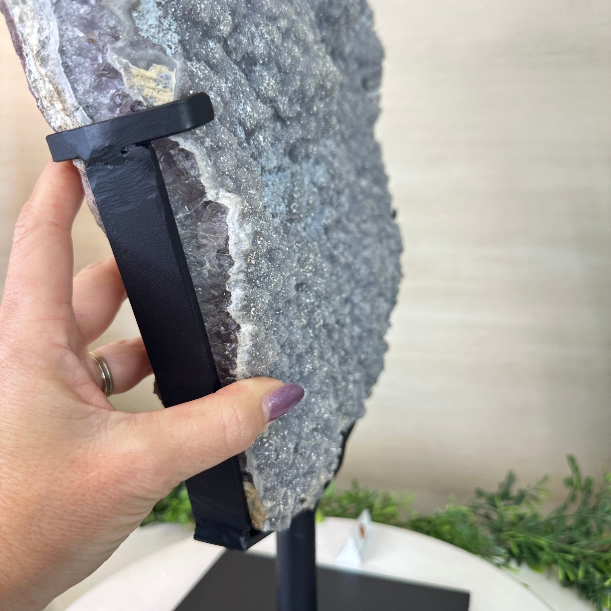 White Amethyst Cluster on a Metal Base, 45.3 lbs & 21.5" Tall, #5491 - 0246 - Brazil GemsBrazil GemsWhite Amethyst Cluster on a Metal Base, 45.3 lbs & 21.5" Tall, #5491 - 0246Clusters on Fixed Bases5491 - 0246