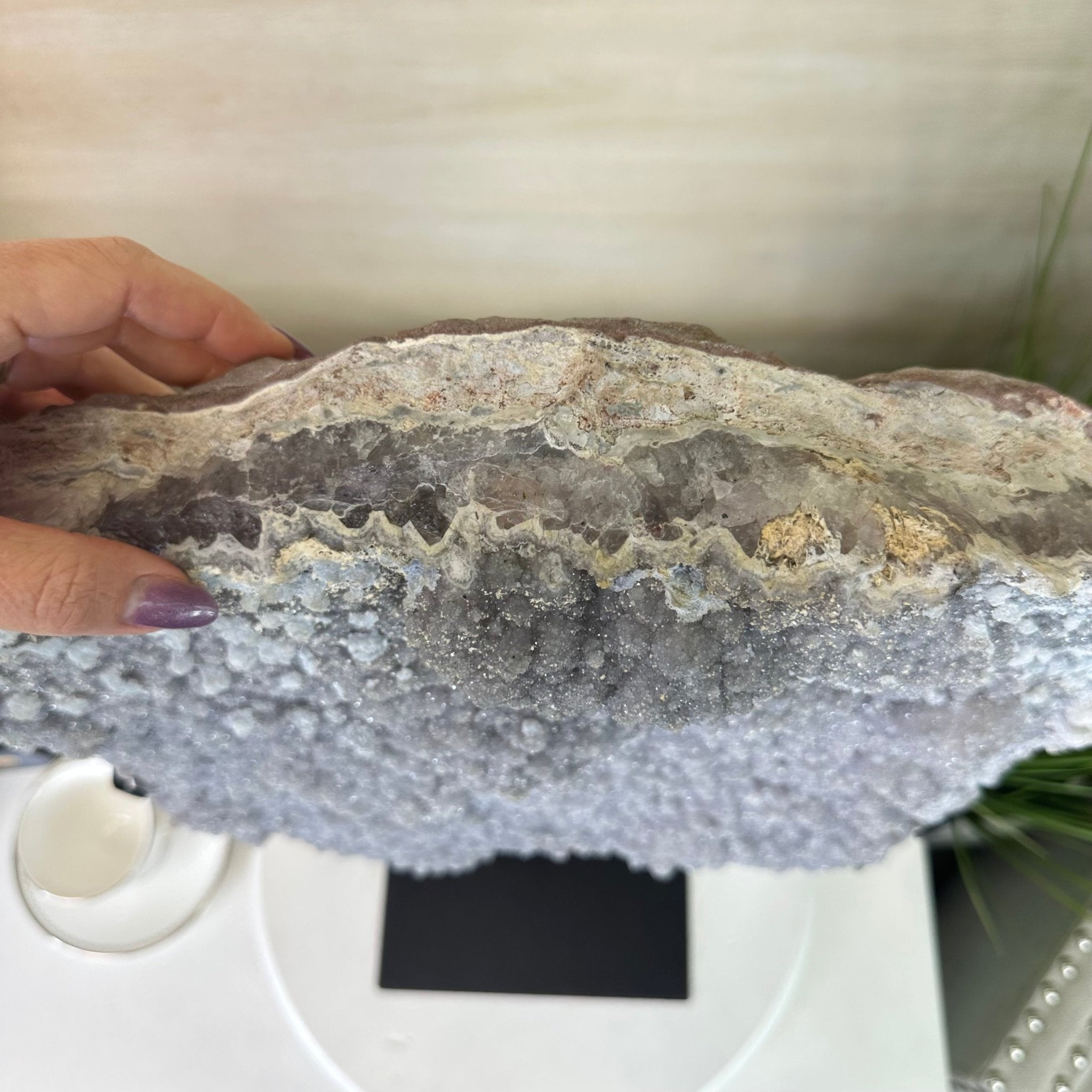 White Amethyst Cluster on a Metal Base, 45.3 lbs & 21.5" Tall, #5491 - 0246 - Brazil GemsBrazil GemsWhite Amethyst Cluster on a Metal Base, 45.3 lbs & 21.5" Tall, #5491 - 0246Clusters on Fixed Bases5491 - 0246