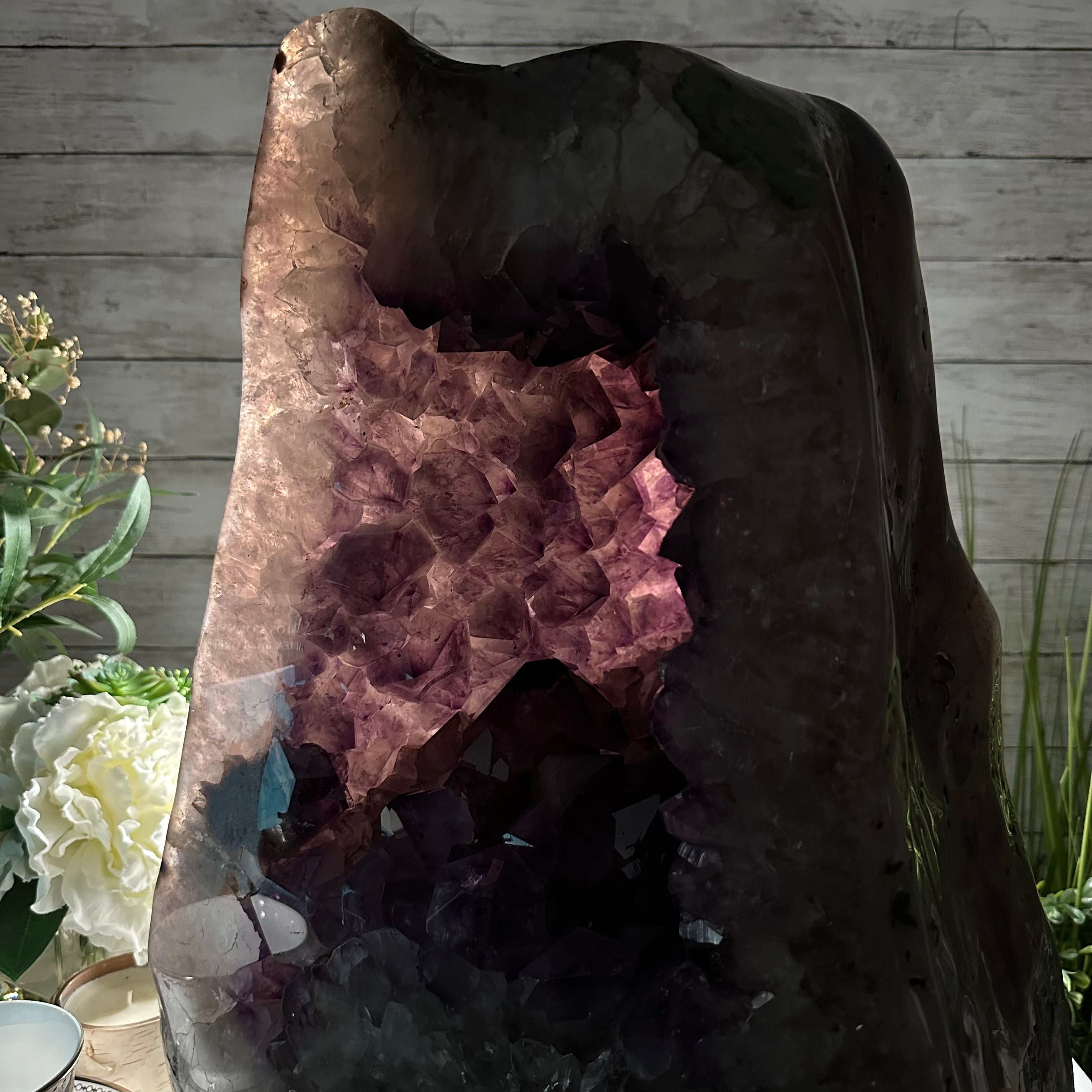 Extra Quality Polished Brazilian Amethyst Cathedral, 134.5 lbs & 18.5" tall Model #5602-0167 by Brazil Gems - Brazil GemsBrazil GemsExtra Quality Polished Brazilian Amethyst Cathedral, 134.5 lbs & 18.5" tall Model #5602-0167 by Brazil GemsPolished Cathedrals5602-0167