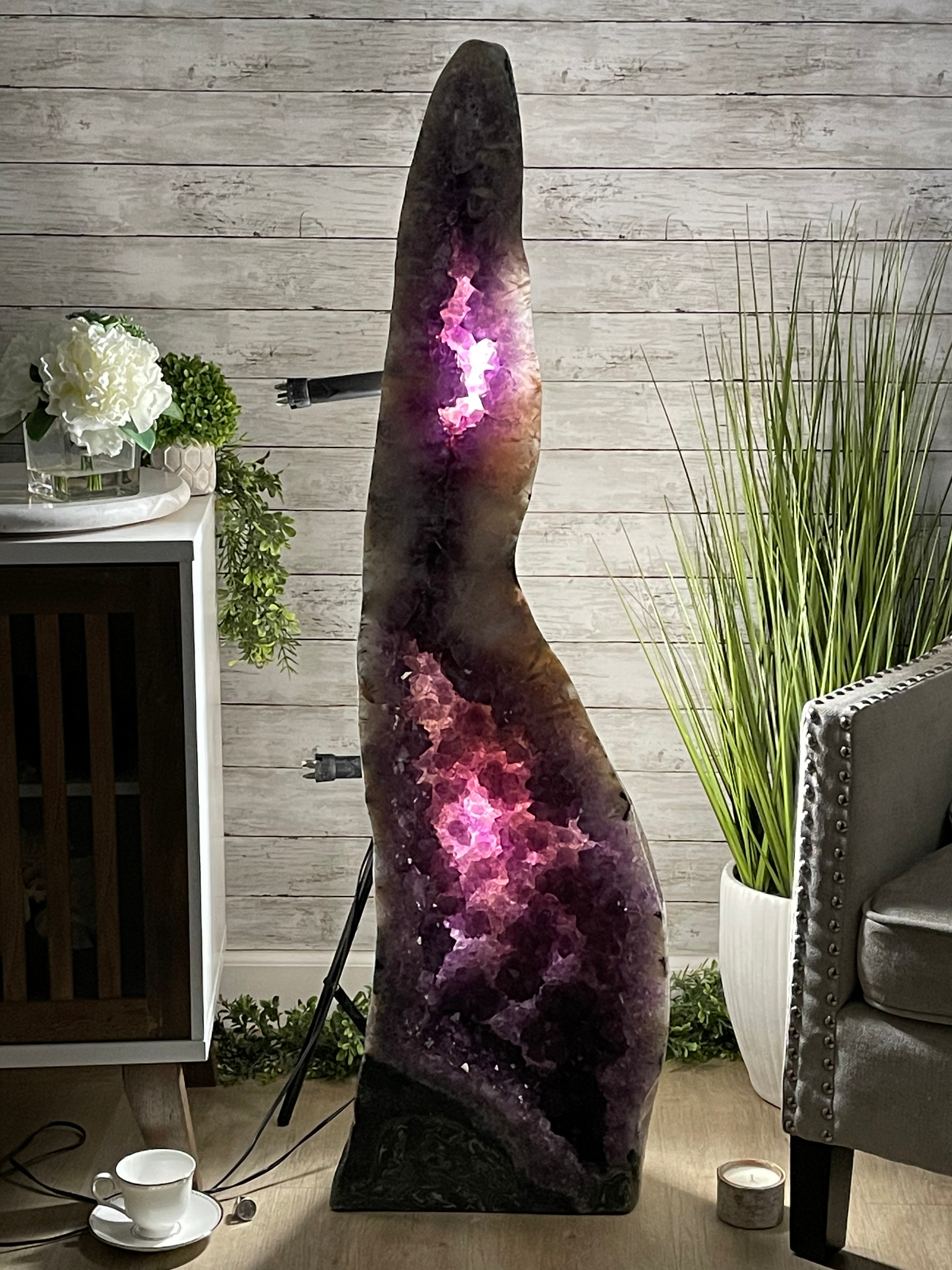 Large Extra Plus Quality Polished Brazilian Amethyst Cathedral, 155.3 lbs & 52” Tall Model #5602-0145 by Brazil Gems - Brazil GemsBrazil GemsLarge Extra Plus Quality Polished Brazilian Amethyst Cathedral, 155.3 lbs & 52” Tall Model #5602-0145 by Brazil GemsPolished Cathedrals5602-0145