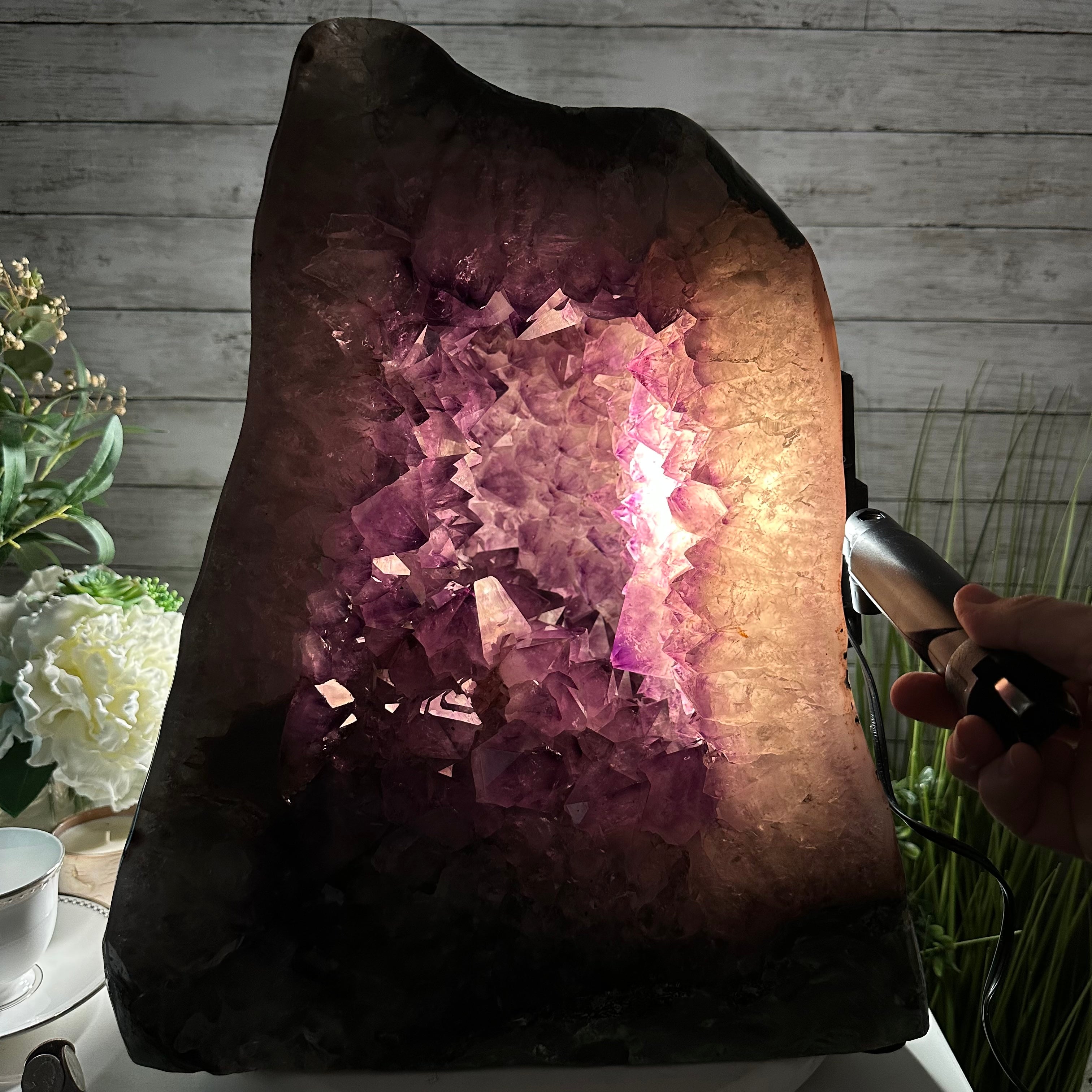 Extra Quality Polished Brazilian Amethyst Cathedral, 134.5 lbs & 18.5" tall Model #5602-0167 by Brazil Gems - Brazil GemsBrazil GemsExtra Quality Polished Brazilian Amethyst Cathedral, 134.5 lbs & 18.5" tall Model #5602-0167 by Brazil GemsPolished Cathedrals5602-0167