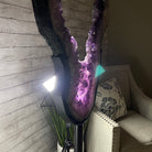Extra Plus Quality Amethyst Druse Crystal Portal on a Stand, 85 lbs & 66.75" Tall Model #5606-0011 by Brazil Gems - Brazil GemsBrazil GemsExtra Plus Quality Amethyst Druse Crystal Portal on a Stand, 85 lbs & 66.75" Tall Model #5606-0011 by Brazil GemsPortals on Fixed Bases5606-0011