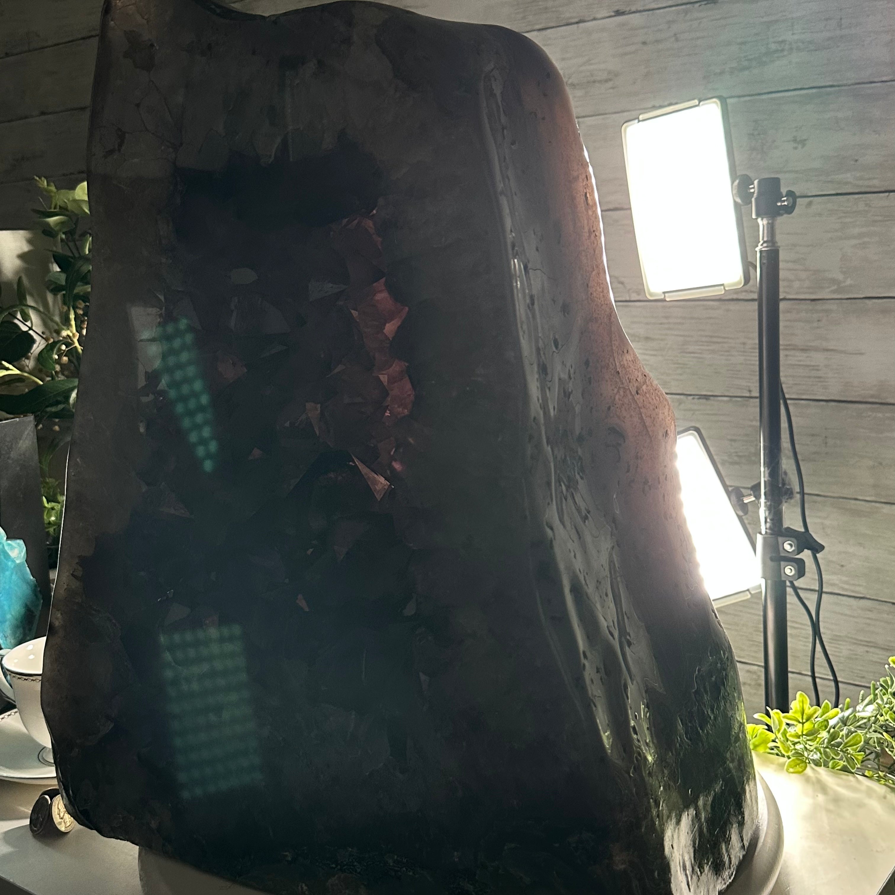 Extra Quality Polished Brazilian Amethyst Cathedral, 134.5 lbs & 18.5" tall Model #5602-0167 by Brazil Gems - Brazil GemsBrazil GemsExtra Quality Polished Brazilian Amethyst Cathedral, 134.5 lbs & 18.5" tall Model #5602-0167 by Brazil GemsPolished Cathedrals5602-0167