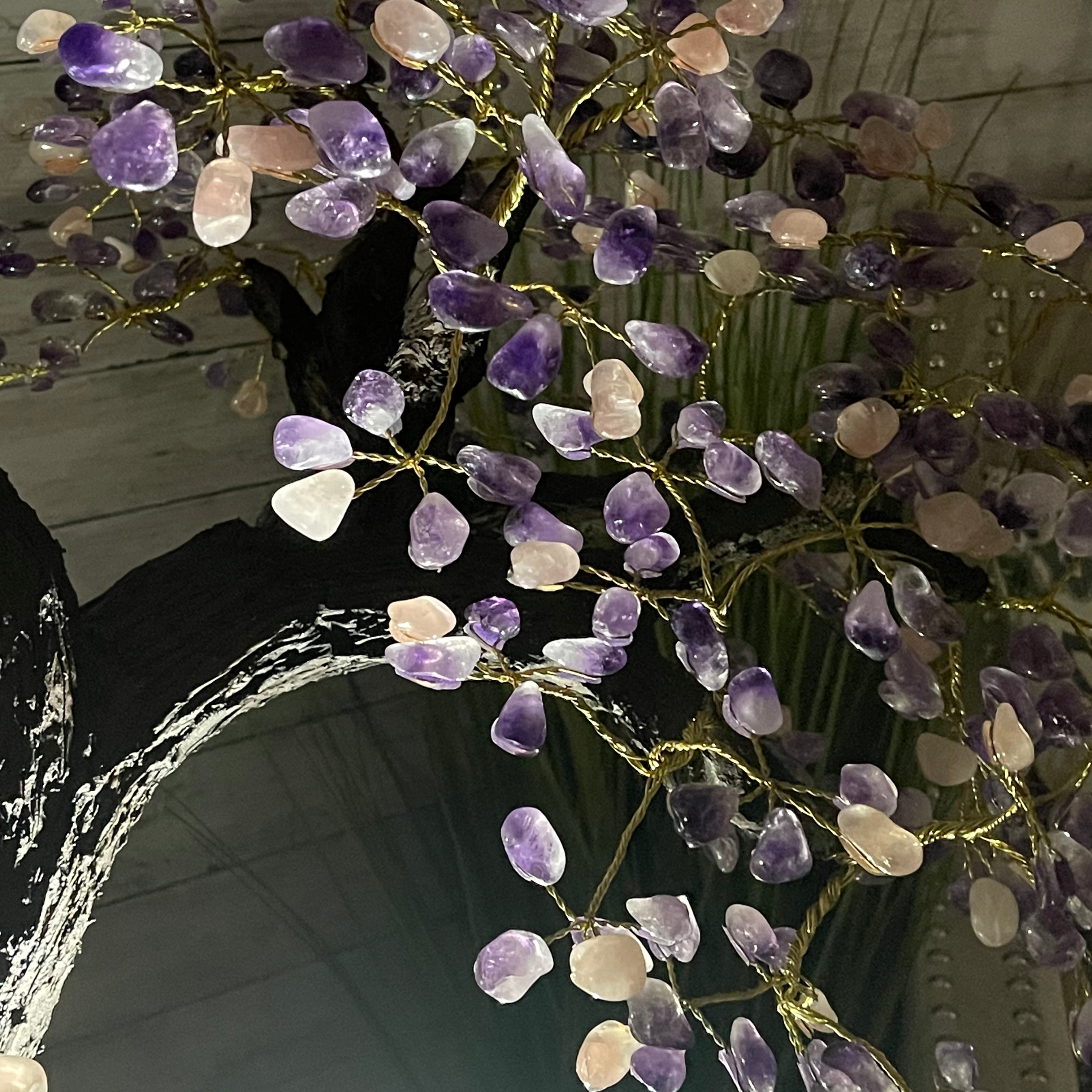 43" Tall Special Amethyst & Rose Quartz Gemstone Tree w/ Amethyst base, 1140 Gems, Handmade Model #5440AMRQ-001 by Brazil Gems - Brazil GemsBrazil Gems43" Tall Special Amethyst & Rose Quartz Gemstone Tree w/ Amethyst base, 1140 Gems, Handmade Model #5440AMRQ-001 by Brazil GemsGemstone Trees5440AMRQ-001