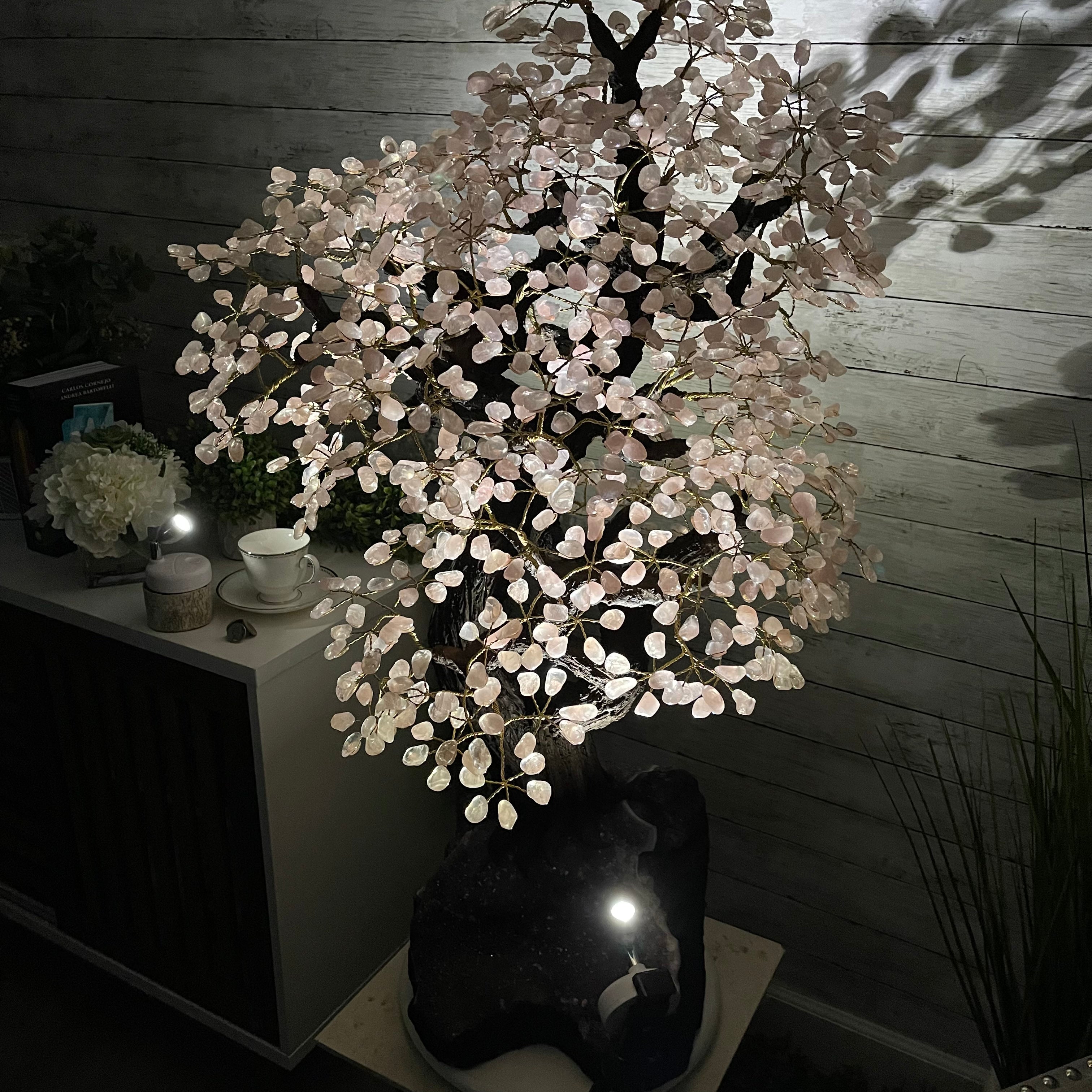 43" Tall Special Rose Quartz Gemstone Tree w/ Amethyst base, 1380 Gems, Handmade #5442RQ-001 by Brazil Gems - Brazil GemsBrazil Gems43" Tall Special Rose Quartz Gemstone Tree w/ Amethyst base, 1380 Gems, Handmade #5442RQ-001 by Brazil GemsGemstone Trees5442RQ-001