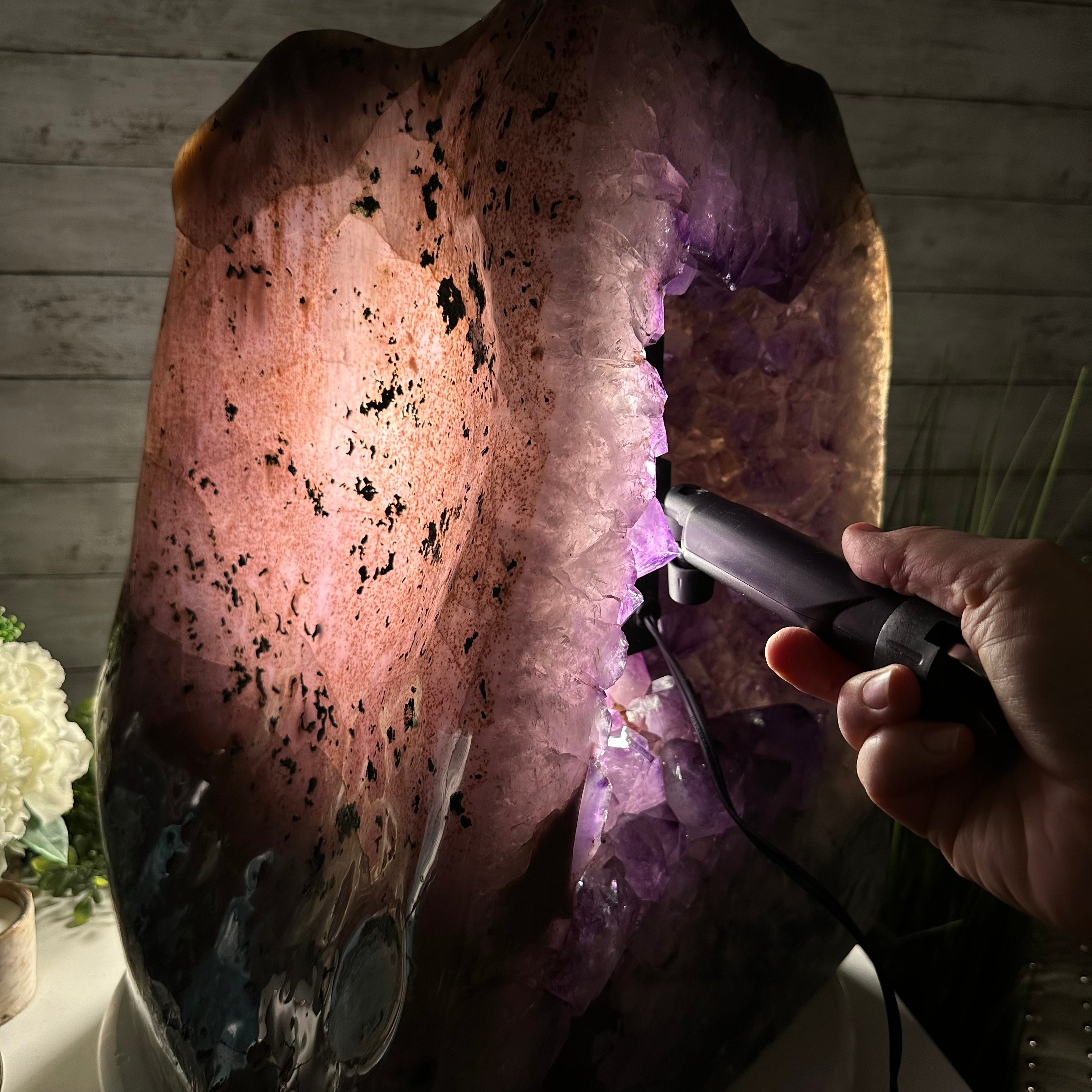 Extra Quality Polished Brazilian Amethyst Cathedral, 134.5 lbs & 18.5" tall Model #5602-0167 by Brazil Gems - Brazil GemsBrazil GemsExtra Quality Polished Brazilian Amethyst Cathedral, 134.5 lbs & 18.5" tall Model #5602-0167 by Brazil GemsPolished Cathedrals5602-0167