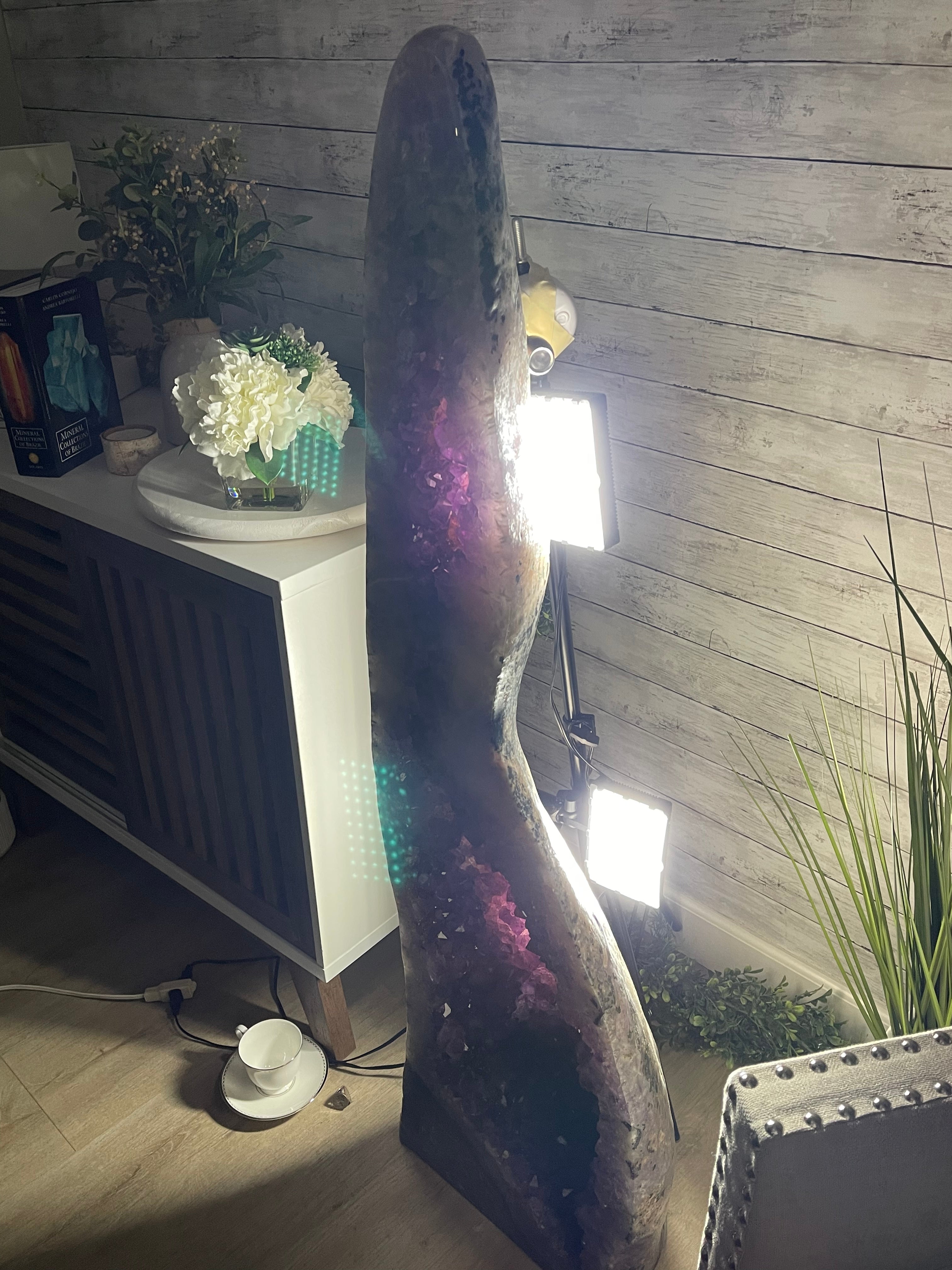 Large Extra Plus Quality Polished Brazilian Amethyst Cathedral, 155.3 lbs & 52” Tall Model #5602-0145 by Brazil Gems - Brazil GemsBrazil GemsLarge Extra Plus Quality Polished Brazilian Amethyst Cathedral, 155.3 lbs & 52” Tall Model #5602-0145 by Brazil GemsPolished Cathedrals5602-0145