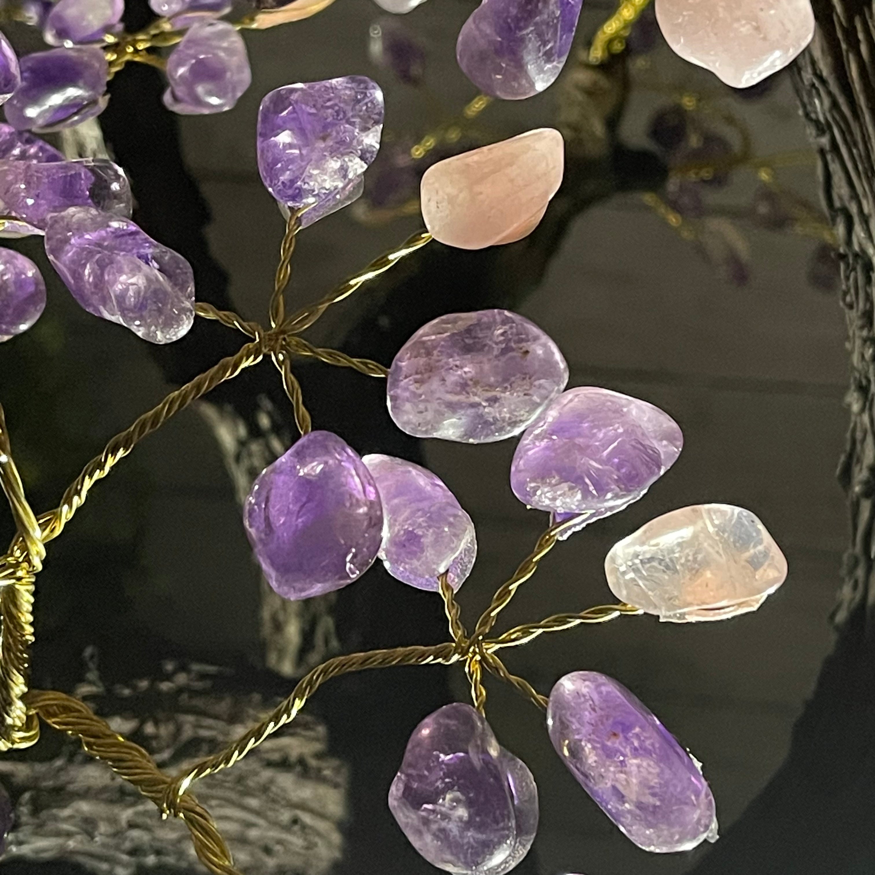 43" Tall Special Amethyst & Rose Quartz Gemstone Tree w/ Amethyst base, 1140 Gems, Handmade Model #5440AMRQ-001 by Brazil Gems - Brazil GemsBrazil Gems43" Tall Special Amethyst & Rose Quartz Gemstone Tree w/ Amethyst base, 1140 Gems, Handmade Model #5440AMRQ-001 by Brazil GemsGemstone Trees5440AMRQ-001