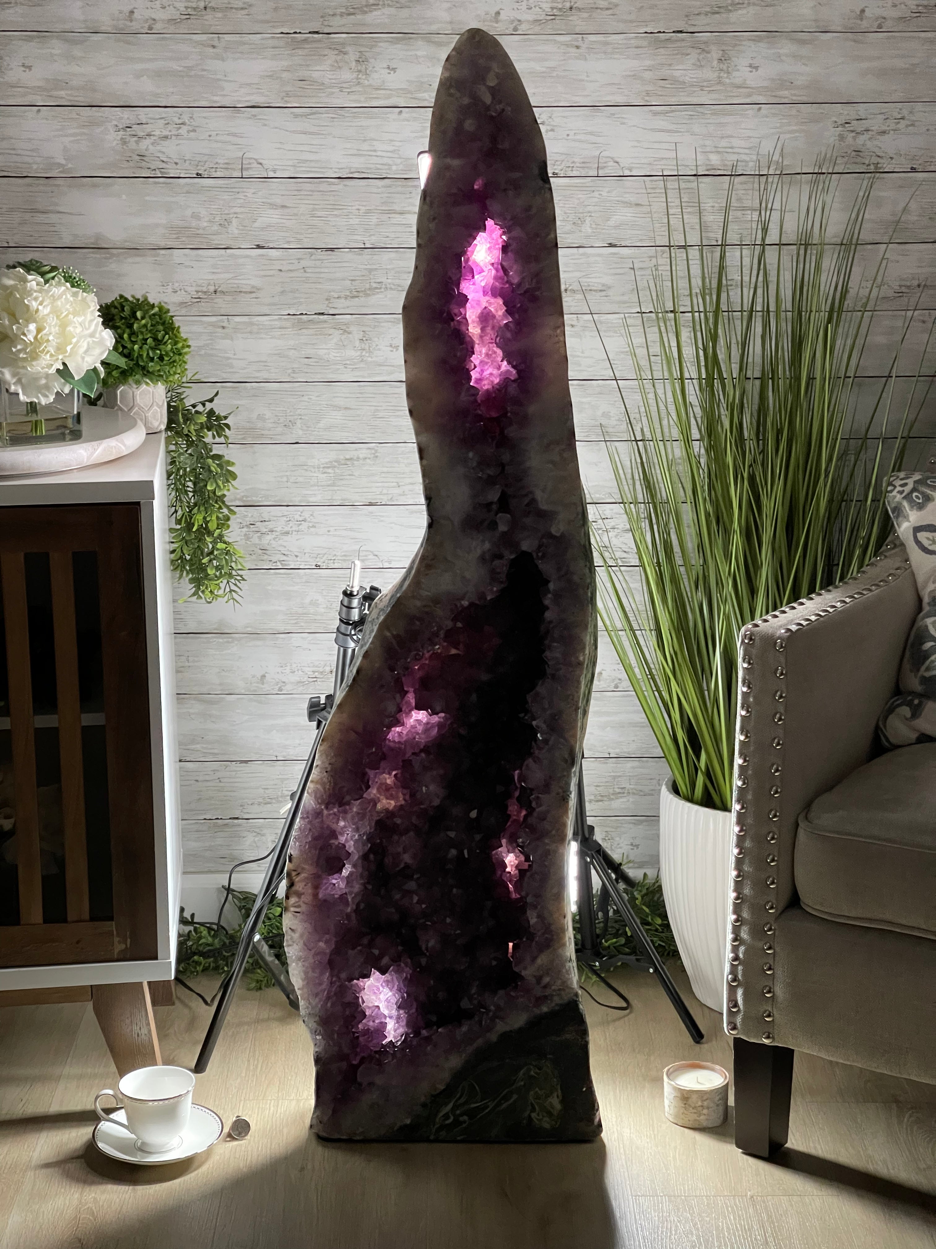 Large Extra Plus Quality Polished Brazilian Amethyst Cathedral, 157 lbs & 50.6” Tall Model #5602-0146 by Brazil Gems - Brazil GemsBrazil GemsLarge Extra Plus Quality Polished Brazilian Amethyst Cathedral, 157 lbs & 50.6” Tall Model #5602-0146 by Brazil GemsPolished Cathedrals5602-0146