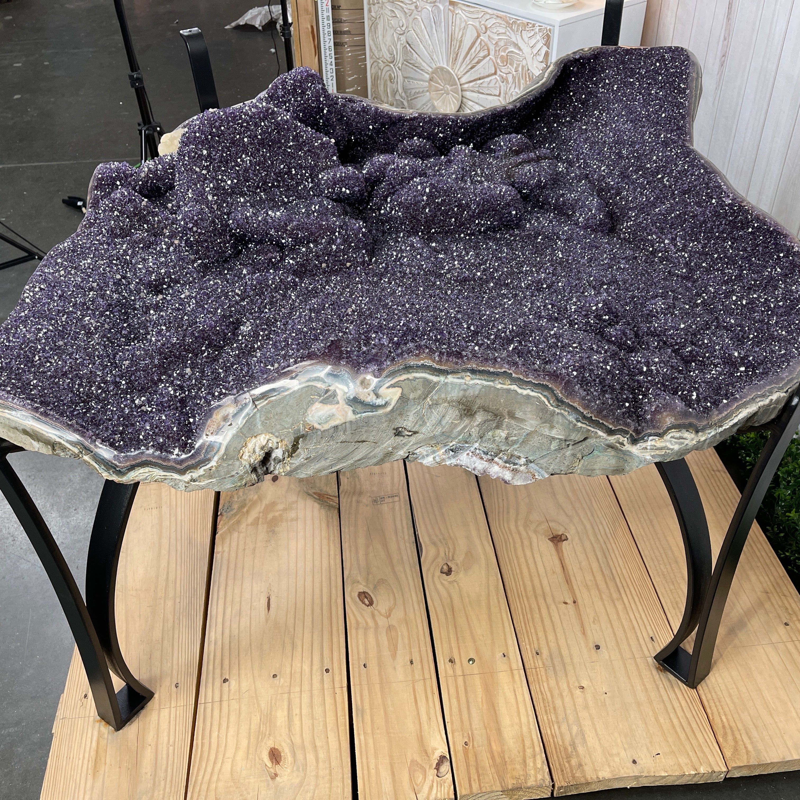 Large Special Amethyst Dining/Conference Table Super Quality, 814 lbs & 31.6" tall #1388-0001 by Brazil Gems - Brazil GemsBrazil GemsLarge Special Amethyst Dining/Conference Table Super Quality, 814 lbs & 31.6" tall #1388-0001 by Brazil GemsTables: Dining1388-0001