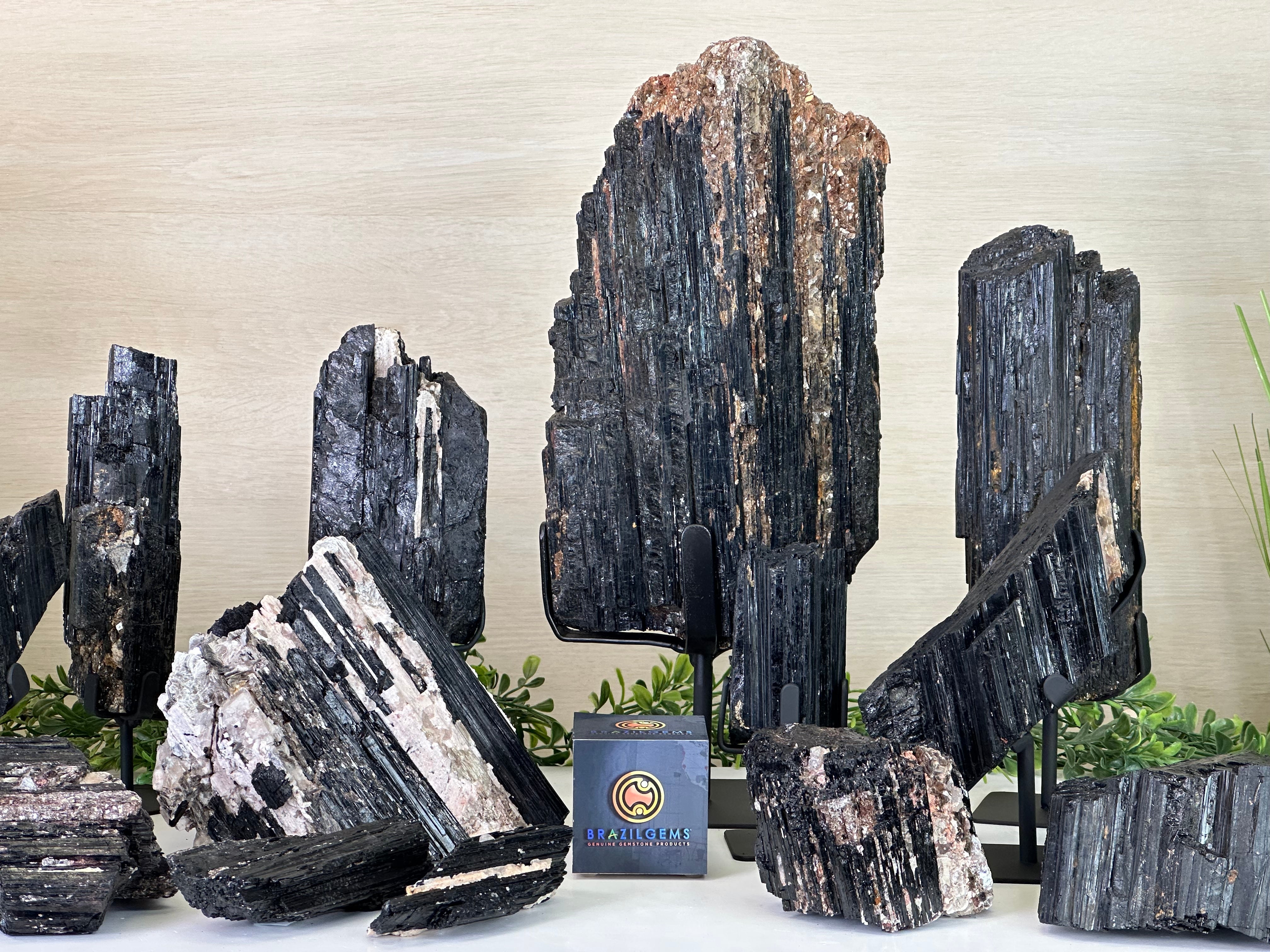 BLACK TOURMALINE CLUSTERS - Brazil Gems