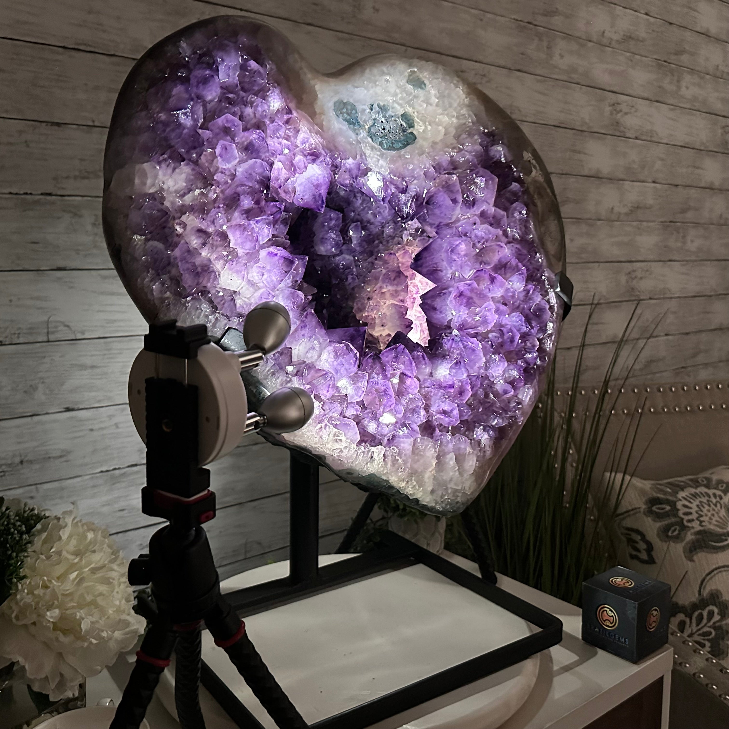 Extra Plus Quality Amethyst Heart Geode w/ metal stand, 999 lbs & 999" Tall #5463 - 0366 - Brazil GemsBrazil GemsExtra Plus Quality Amethyst Heart Geode w/ metal stand, 999 lbs & 999" Tall #5463 - 0366Hearts5463 - 0366