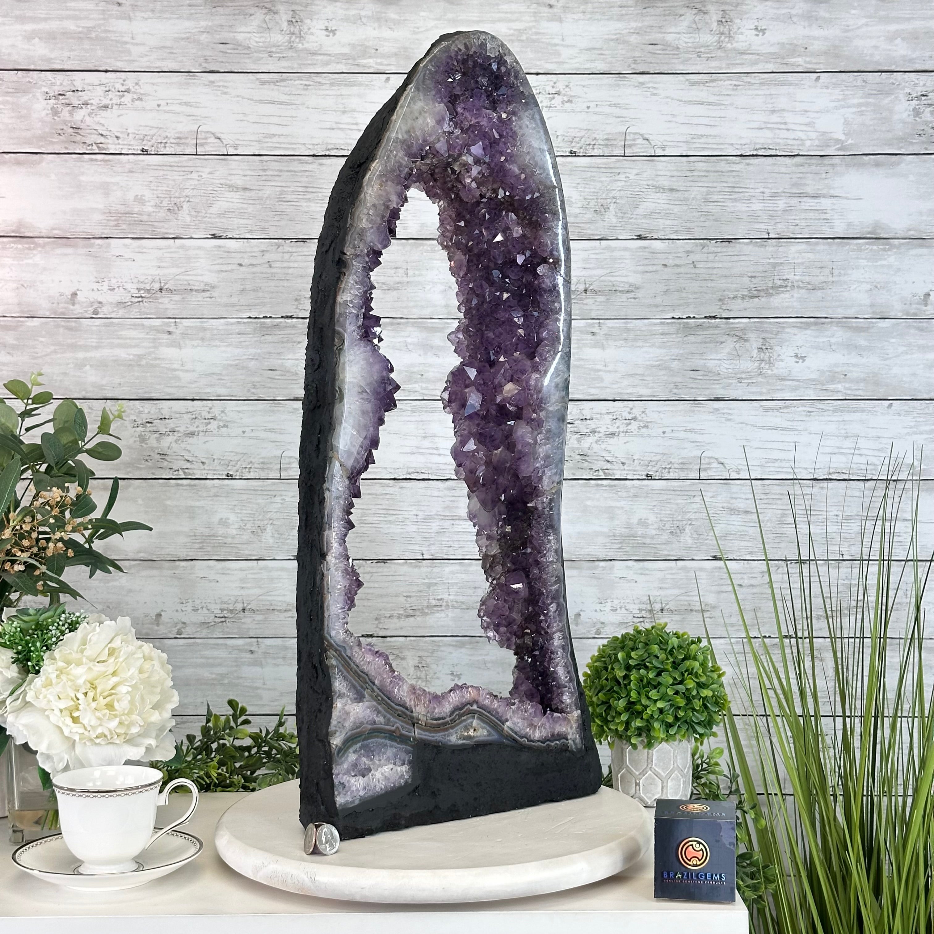 Extra Quality Open 2 - Sided Amethyst Cathedral 31.2 lbs & 26.5" Tall #5605 - 0162 - Brazil GemsBrazil GemsExtra Quality Open 2 - Sided Amethyst Cathedral 31.2 lbs & 26.5" Tall #5605 - 0162Open 2 - Sided Cathedrals5605 - 0162