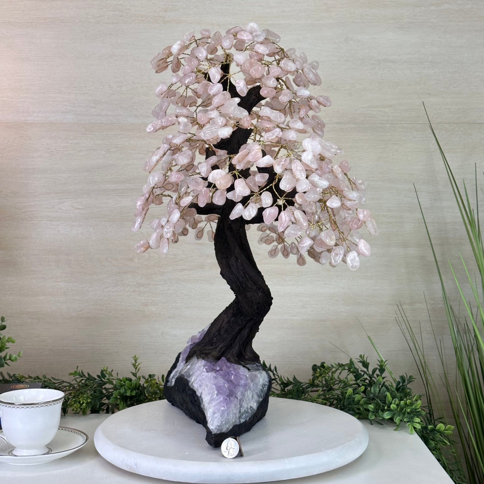 21" Tall Rose Quartz Gemstone Tree on an Amethyst base, 540 gems #5406RQ - 018 - Brazil GemsBrazil Gems21" Tall Rose Quartz Gemstone Tree on an Amethyst base, 540 gems #5406RQ - 018Gemstone Trees5406RQ - 018