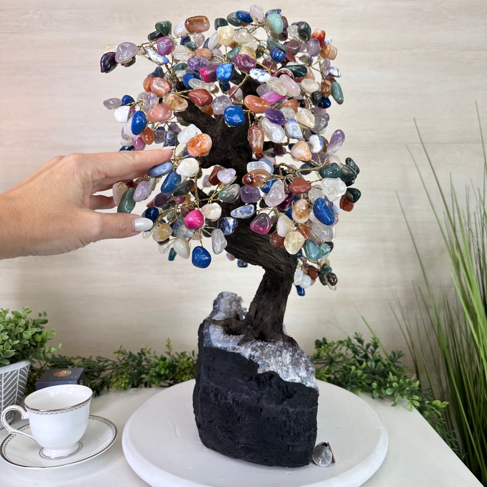 21.5" Tall Mixed Gems Gemstone Tree on an Amethyst base, 540 gems #5406MG - 014 - Brazil GemsBrazil Gems21.5" Tall Mixed Gems Gemstone Tree on an Amethyst base, 540 gems #5406MG - 014Gemstone Trees5406MG - 014